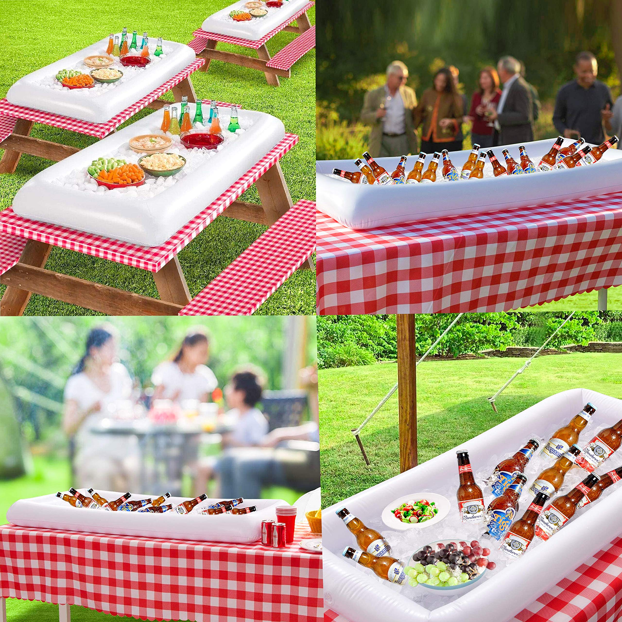 Inflatable Serving Bar Salad Ice Tray Food Drink Containers - BBQ Picnic Pool Party Supplies Buffet Luau Cooler with a Drain Plug