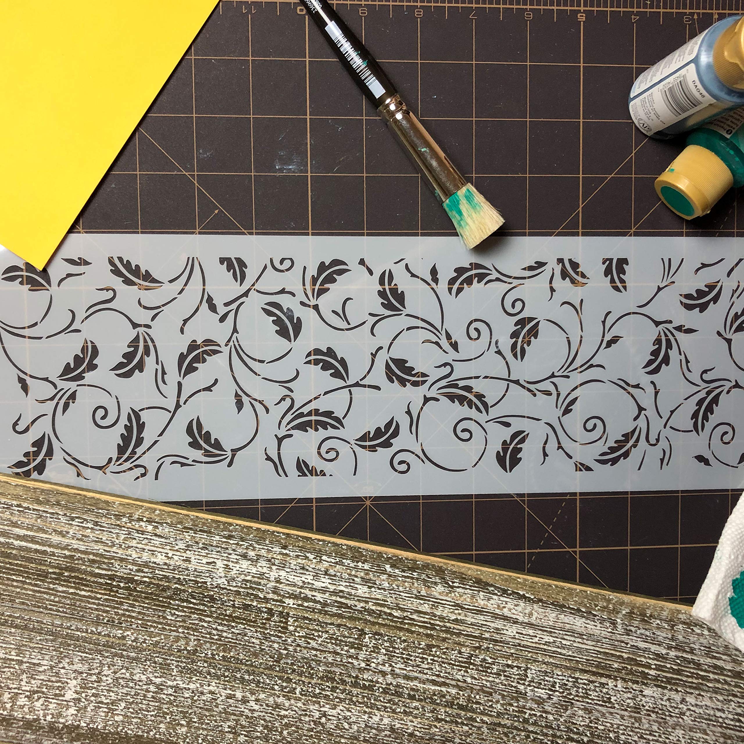 Designer Stencils Oak Leaf Cake Stencil Side (4 Inch), Beige/Semi-Transparent