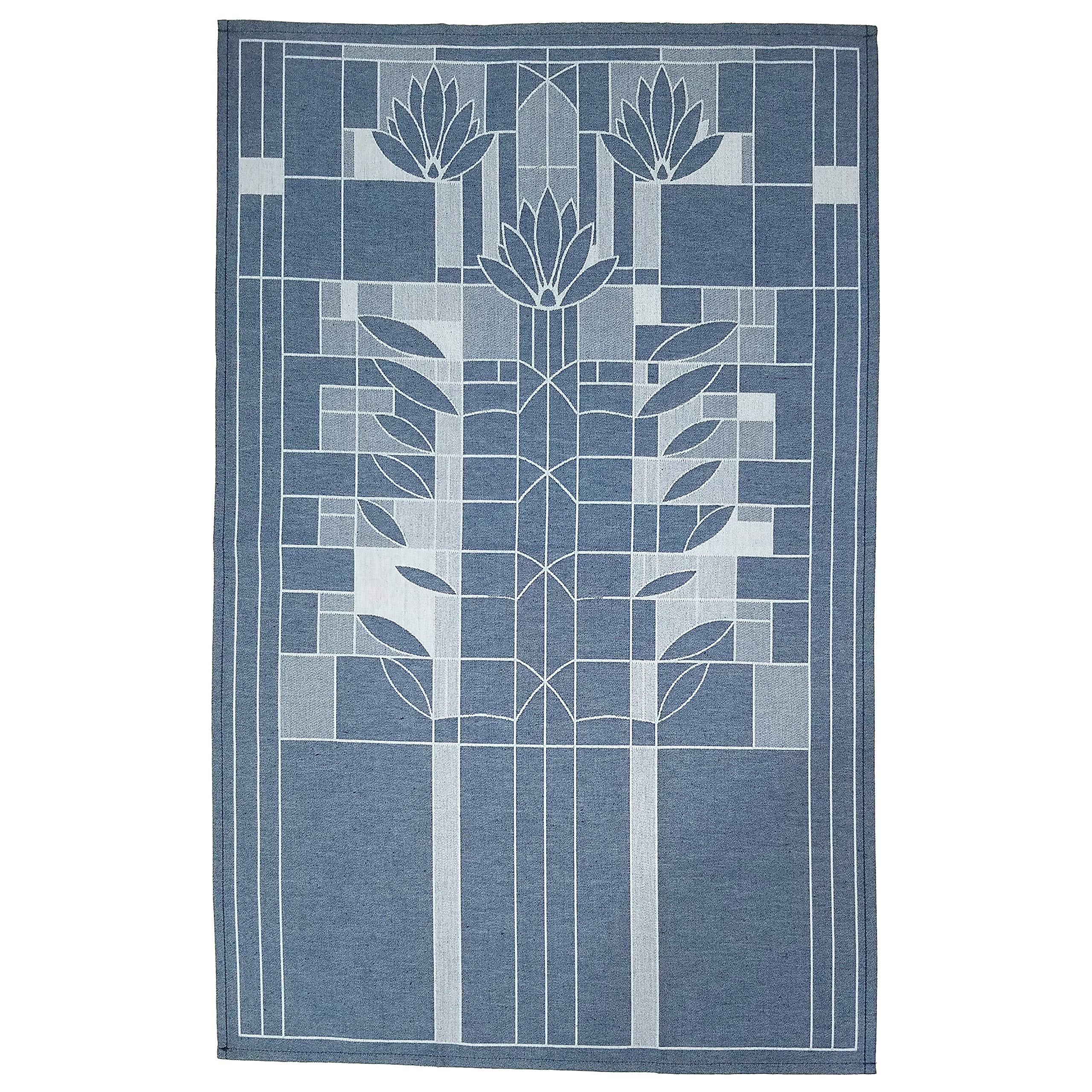 Kaf Home Frank Lloyd Wright Woven Jacquard Tea Towel 20 X 30-Inch 100-Percent Cotton (Waterlilies)