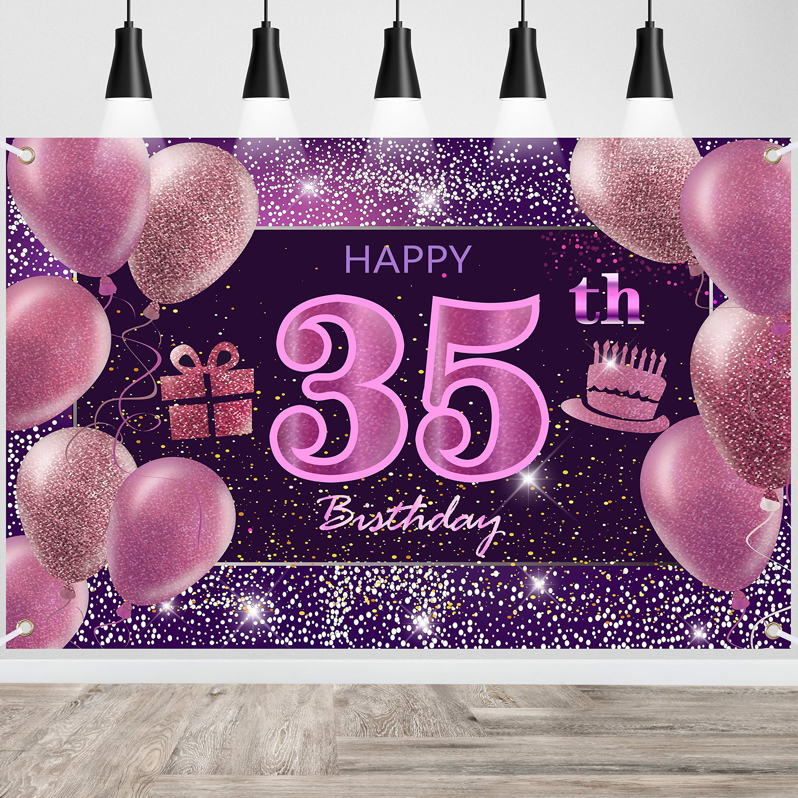 35Th Birthday Decorations For Girls Imisi Happy Birthday Banner Pink Decorations For A Party Birthday Backdrop For Women