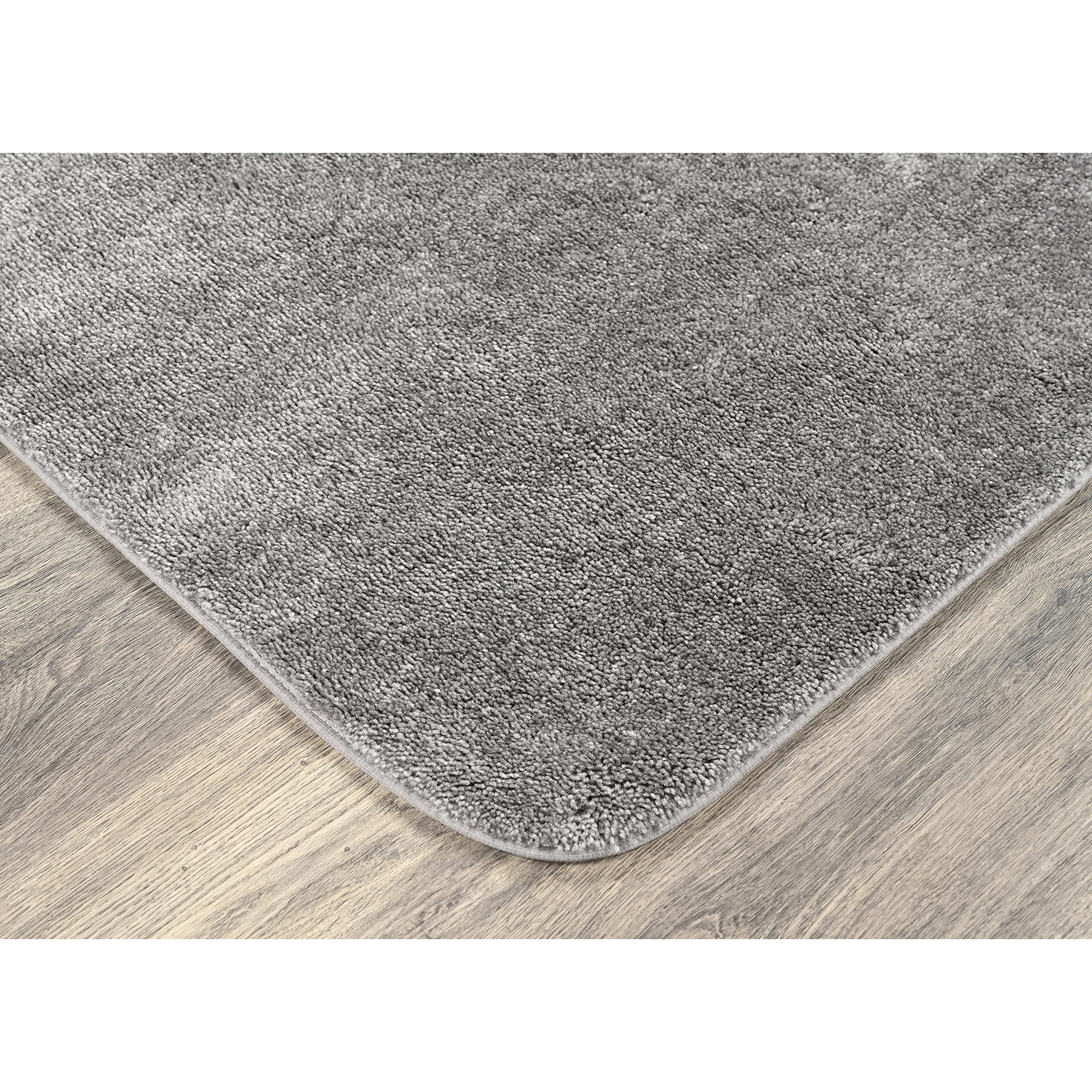 Garland Rug Traditional Nylon Washable Medium Gray 3 Bath Rugs (17 X 24, 21 X 34, 21 X 34) - Soft, Absorbent, And St
