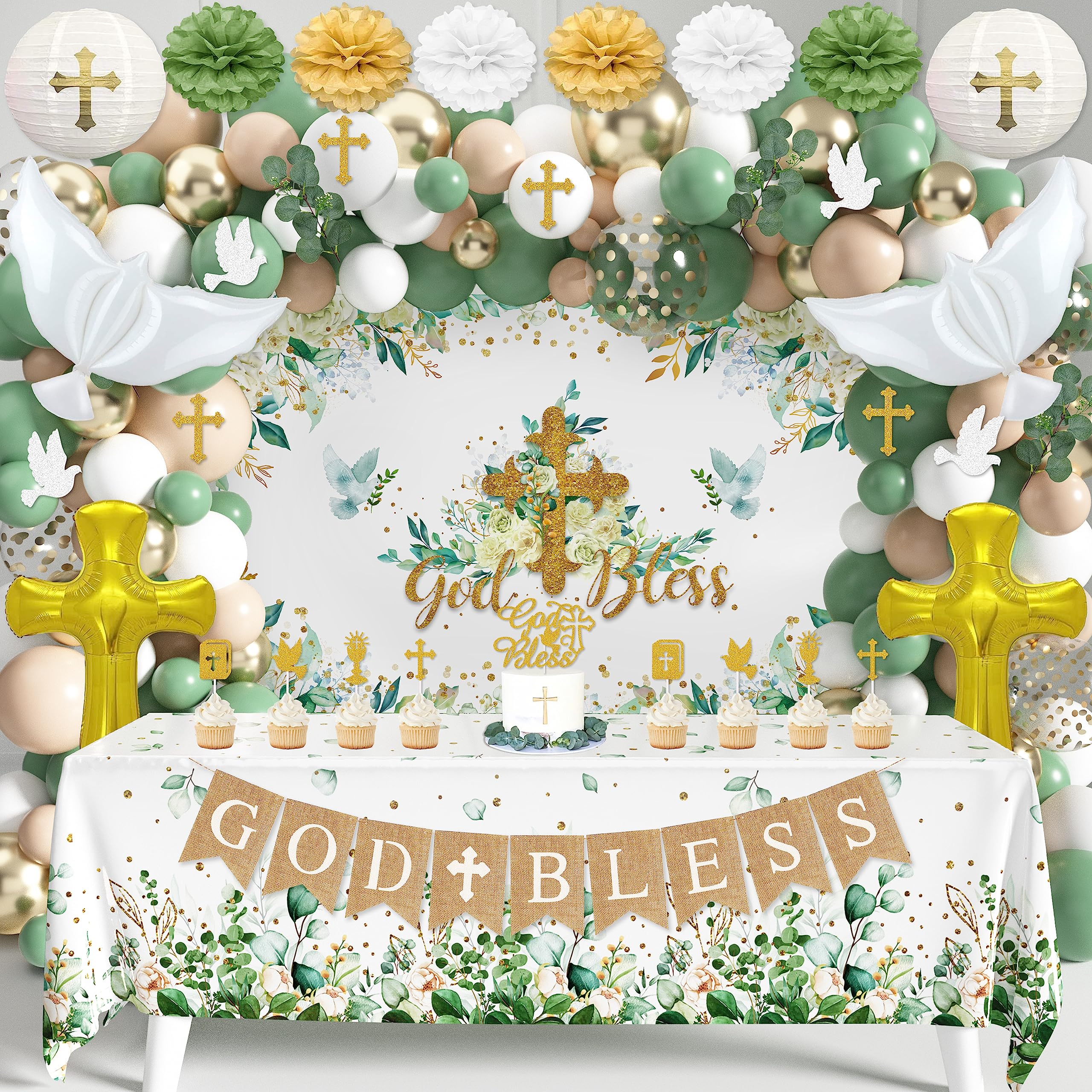 Baptism Party Decorations Mi Bautizo Party Supplies First Communion Decor Boys Girls Baby Shower Christening Decorations God Ble