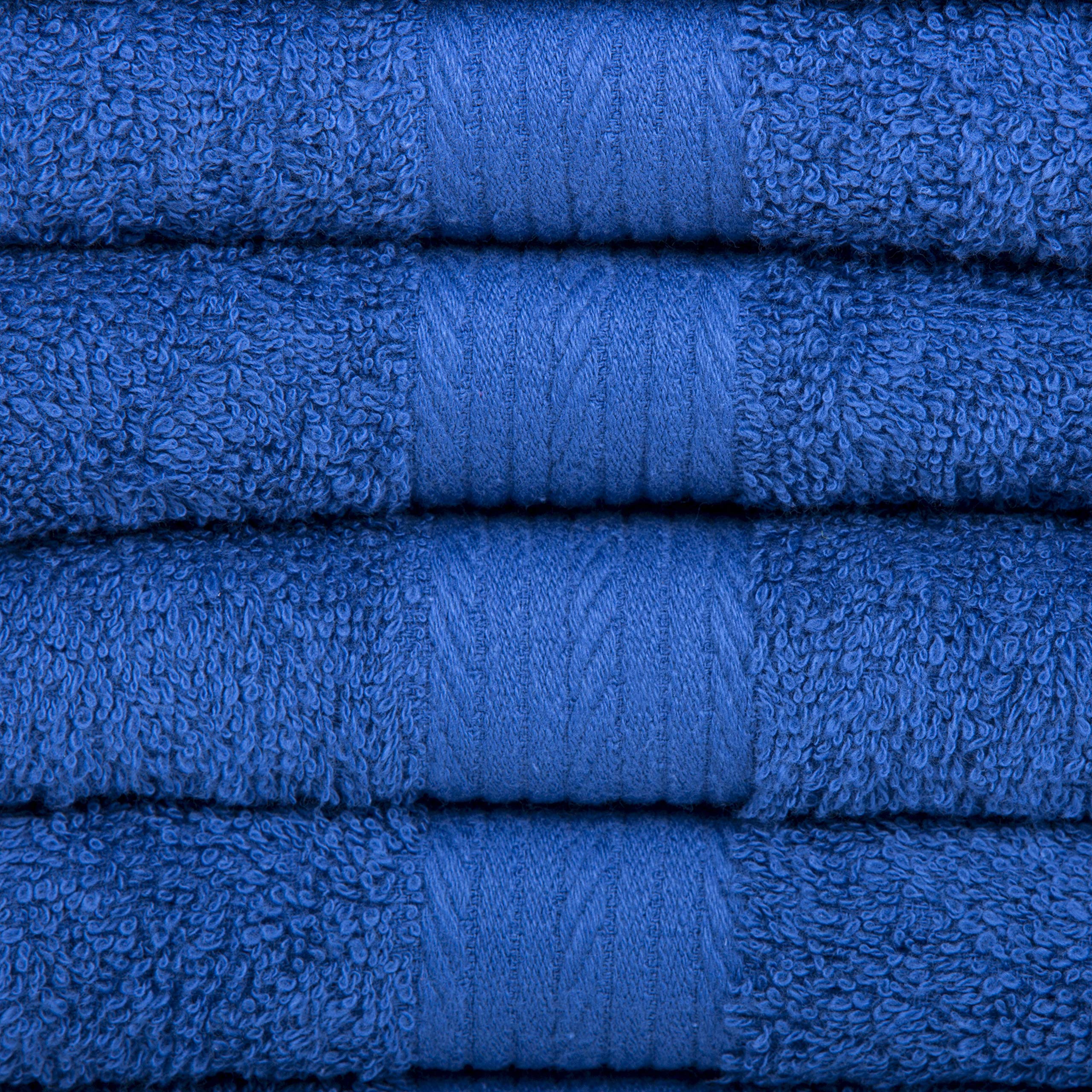 Ample Decor Wash Cloths, 600 Gsm 100% Cotton Soft Absorbent Ideal For Bathroom, Pool, Spa-20Pcs Navy