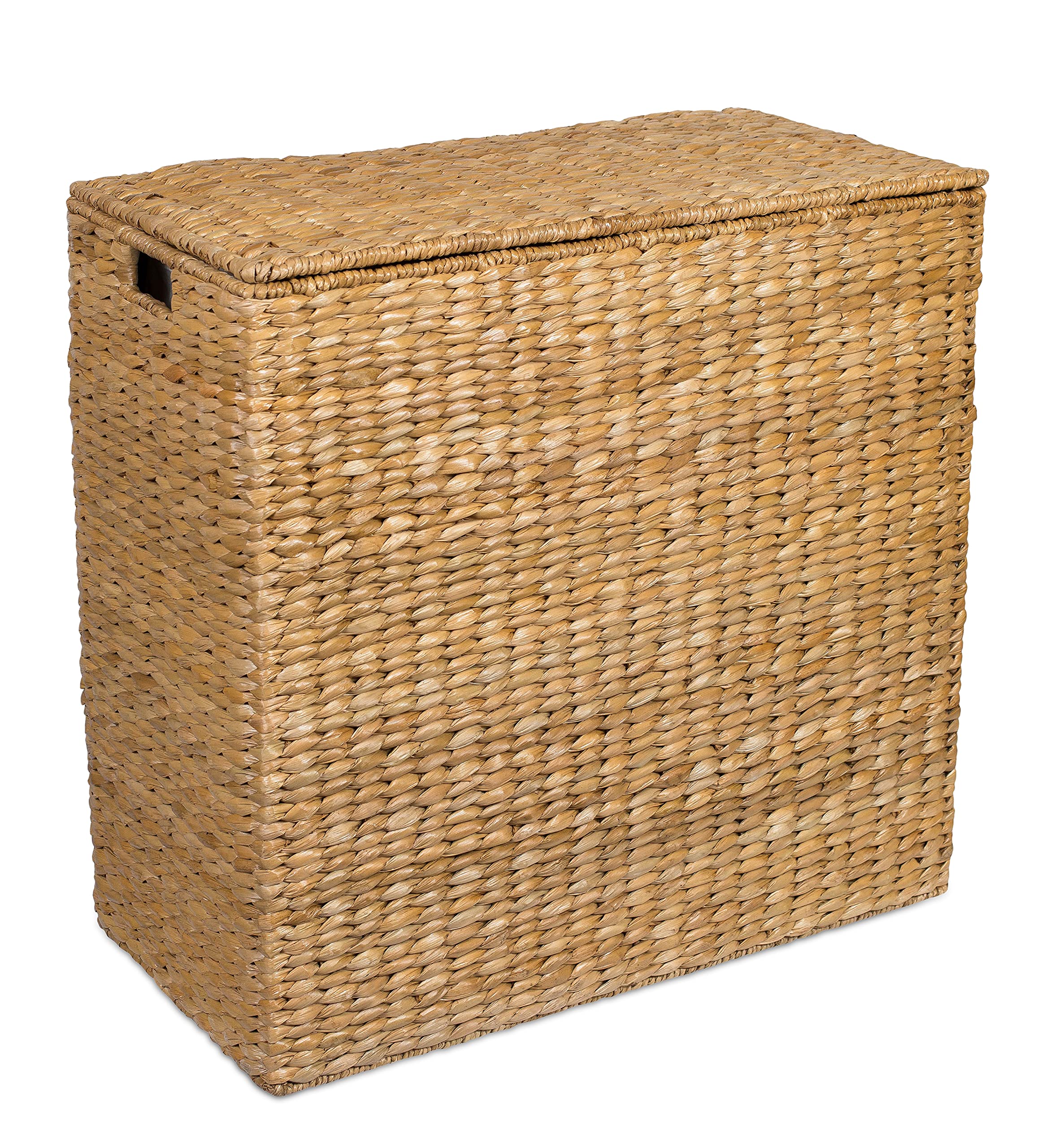 Birdrock Home Oversized Divided Hamper With Liners (Honey) | Made Of Natural Woven Seagrass Fiber | Organize Laundry | Cut-Out H
