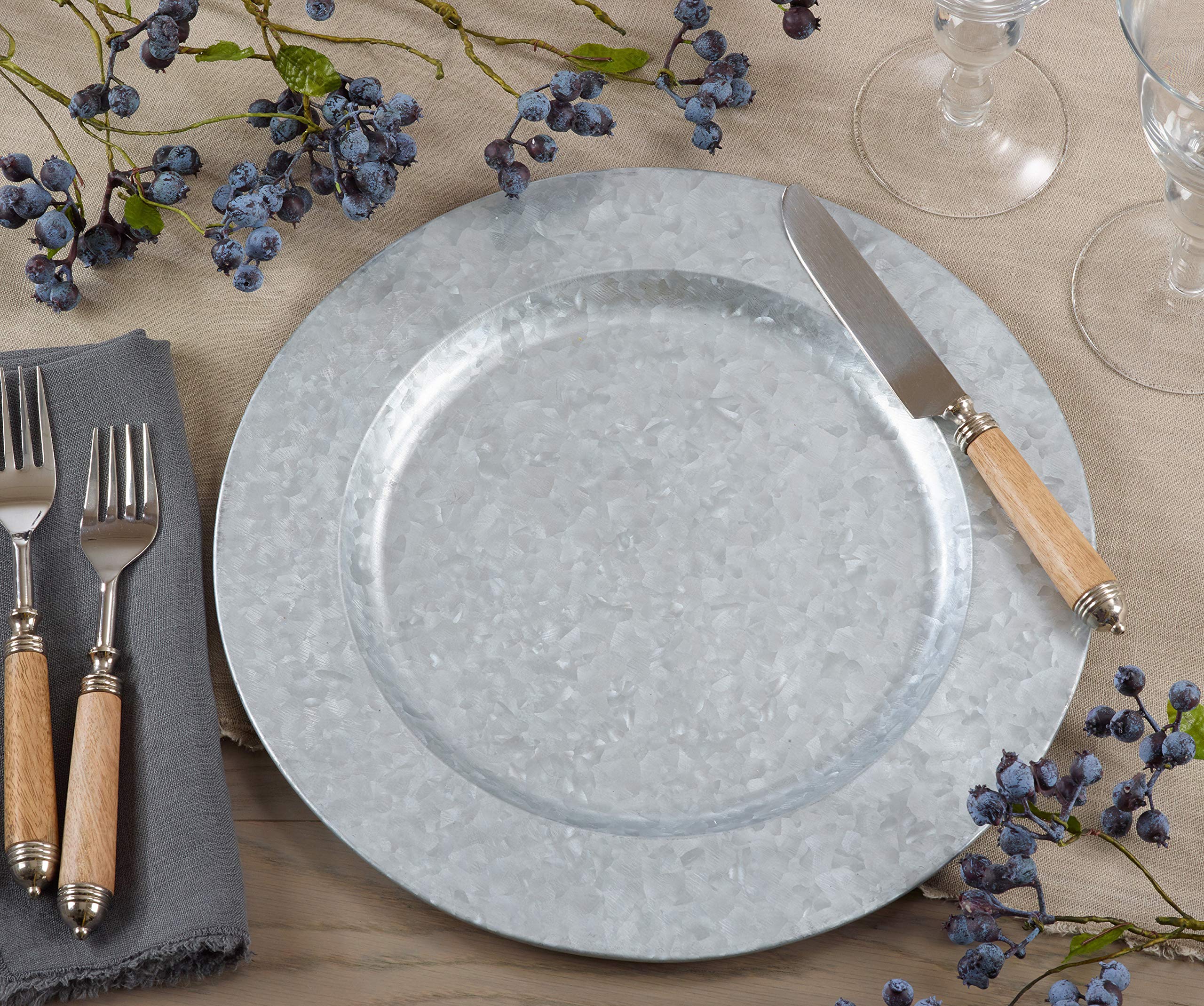 Saro Lifestyle Polished Galvanized Charger Plates (Set Of 4)