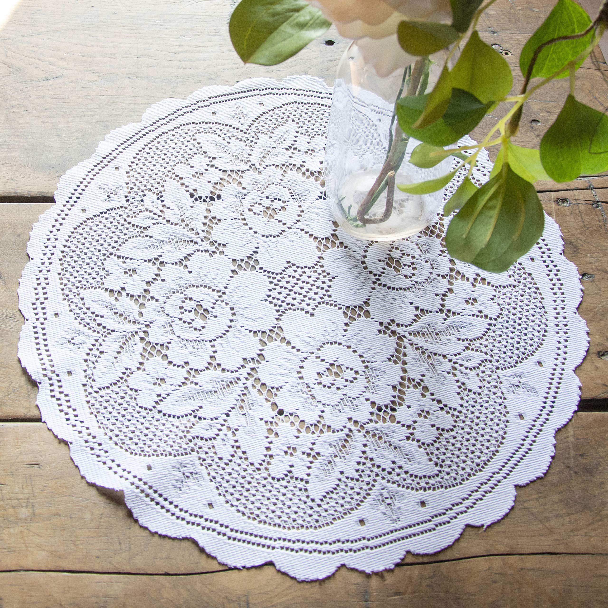 Heritage Lace Victorian Rose Doilies, 17'' Round, White