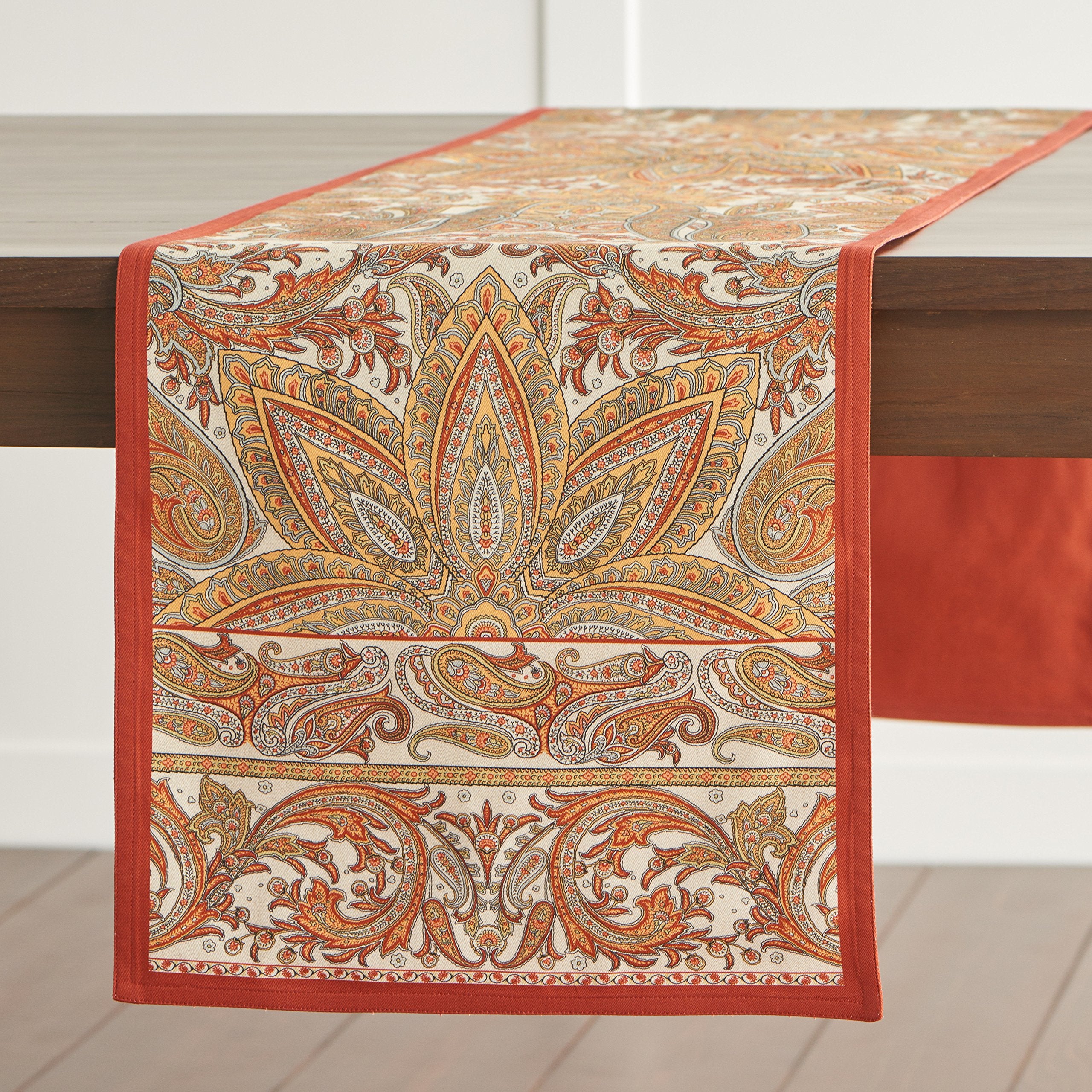 Maison D' Hermine Table Runners 100% Cotton 14.50Inch X 72Inch Tablerunner, Decorative Table Runner, Dining & Camping, Kashmir P