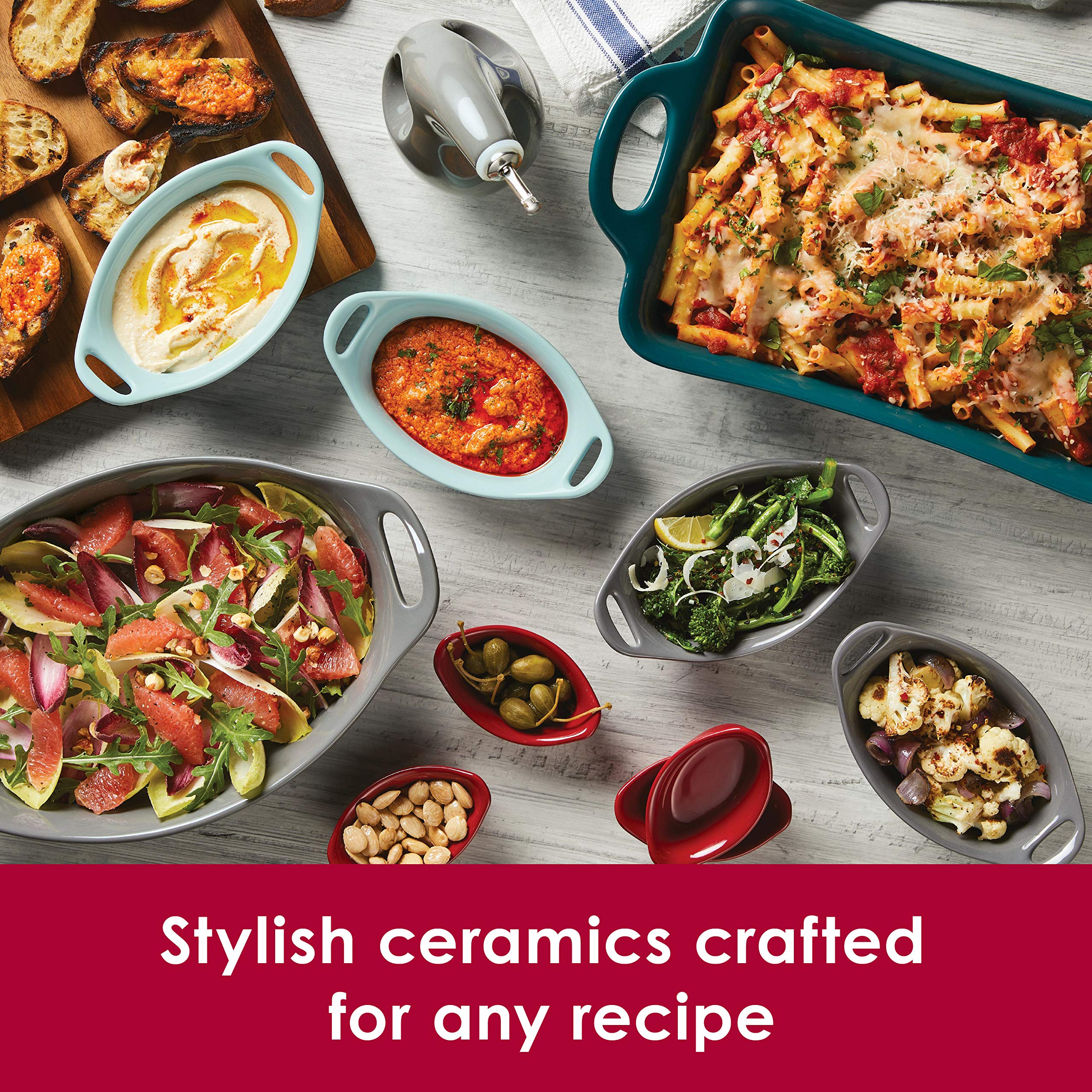 Rachael Ray Solid Glaze Ceramics Evoo Olive Oil Bottle Dispenser With Spout - 24 Ounce, Red