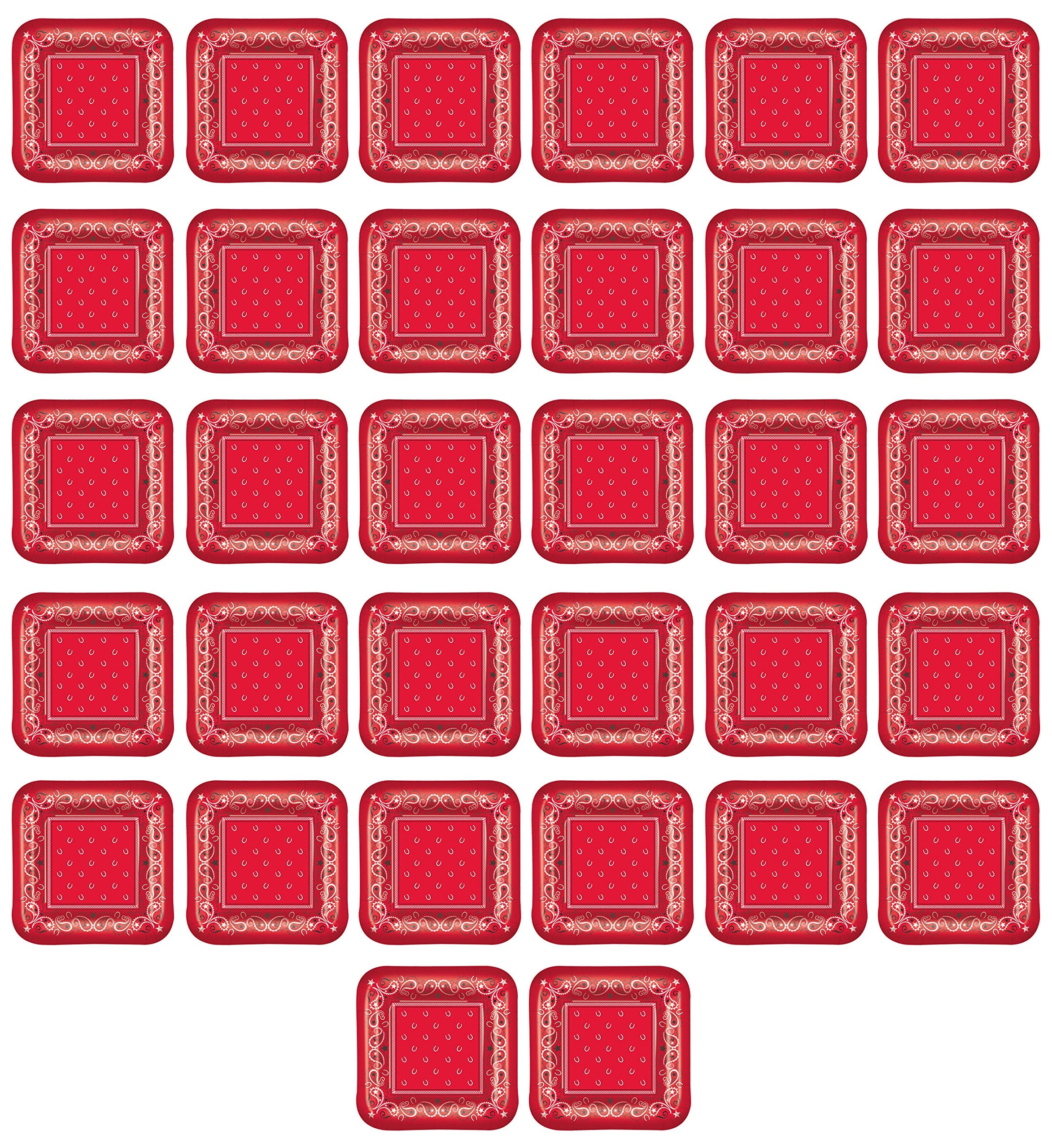 Beistle Bandana Plates, Red/Black/White, 7 Inches