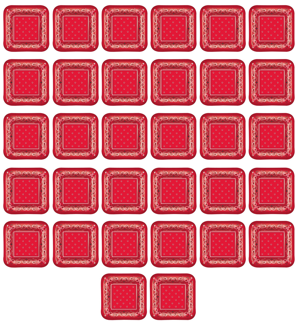 Beistle Bandana Plates, Red/Black/White, 7 Inches