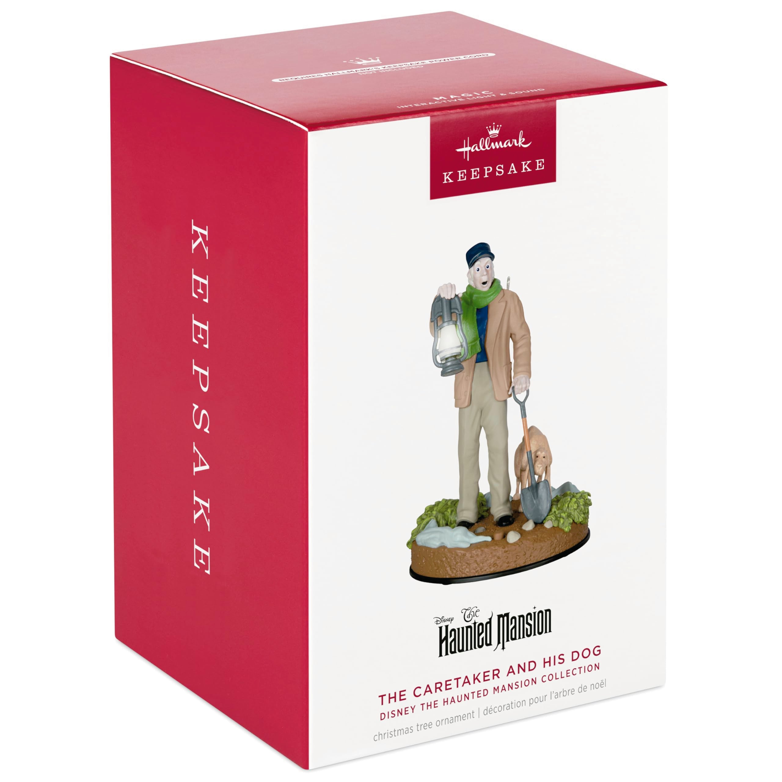 Hallmark Keepsake Christmas Ornament, Disney The Haunted Mansion Collection The Caretaker and His Dog With Light and Sound, Gift