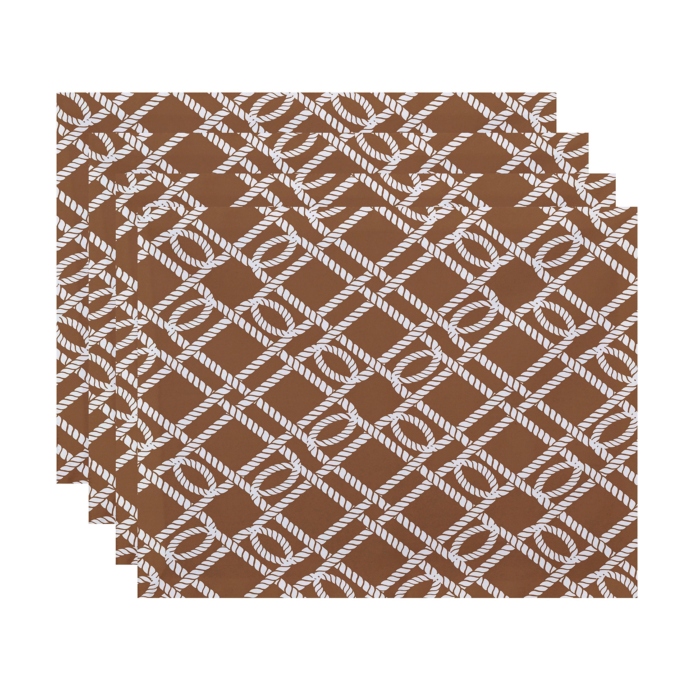 E By Design Pt4Gn409Ta8 18X14 Know The Ropes, Placemat, Beige/Taupe