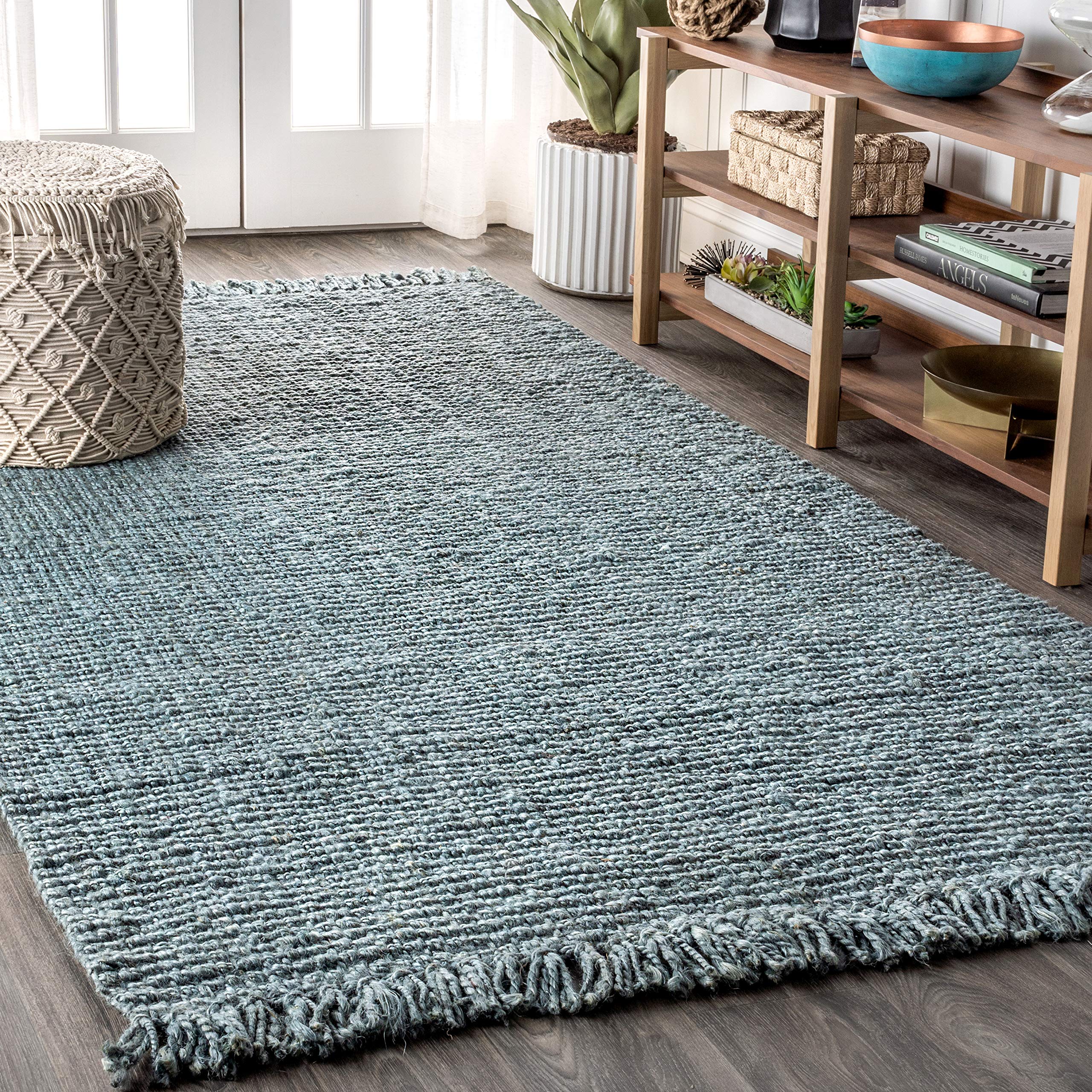 JONATHAN Y NRF103B-13 Pata Hand Woven Chunky Jute with Fringe Area Rug, Bohemian, Rustic, Cottage for Bedroom, Kitchen, Living R