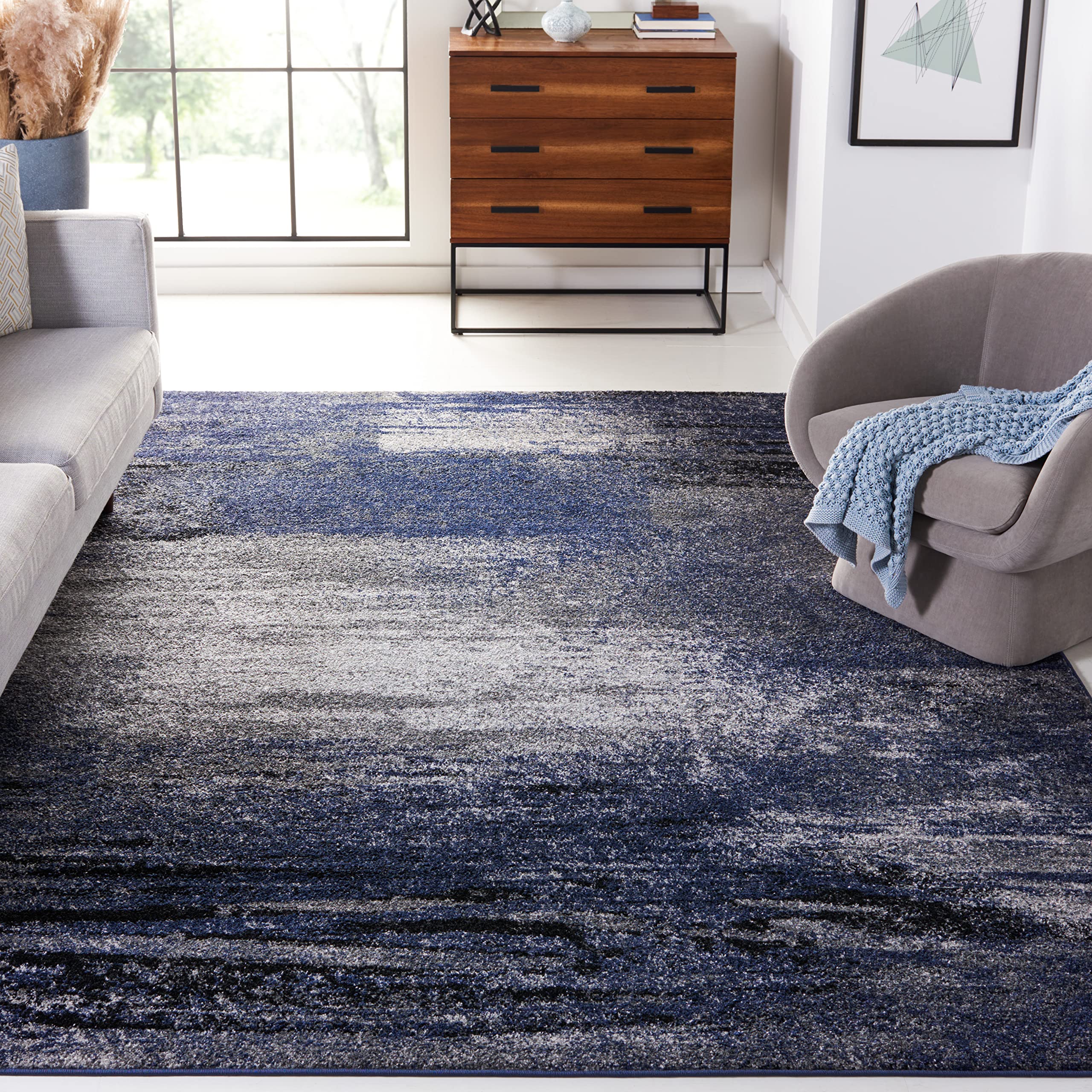 SAFAVIEH Adirondack Collection 6 Square Grey/Blue ADR112H Modern Abstract Non-Shedding Living Room Dining Bedroom Area Rug