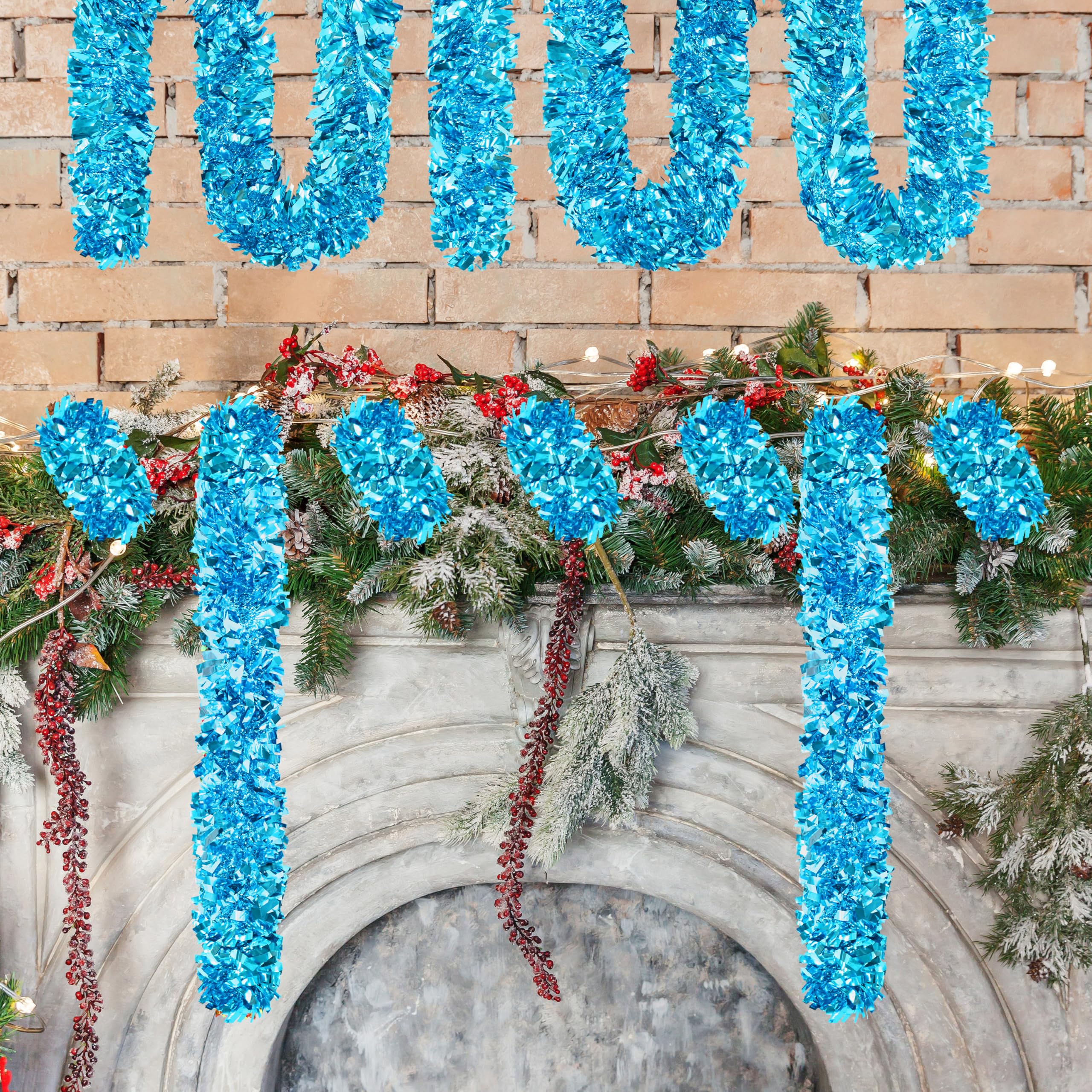 66 Ft Christmas Tinsel Garland Thick Tinsel Garland Xmas Tree Decorations Metallic Tinsel Twist Garland for Christmas, Birthday,