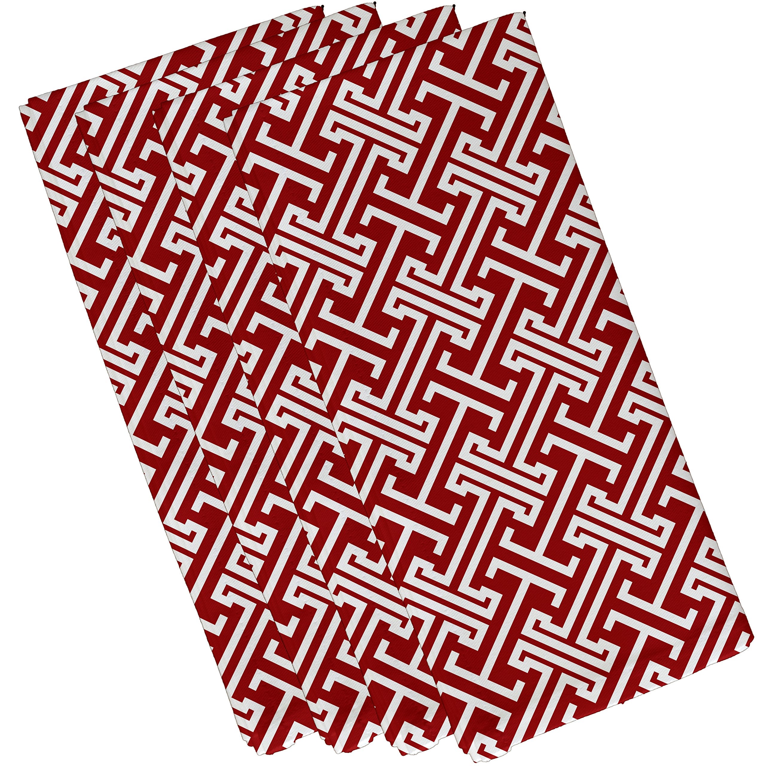 E By Design N4Gn411Re1 19 X 19 Leeward Key, Geometric Print Napkin, Red