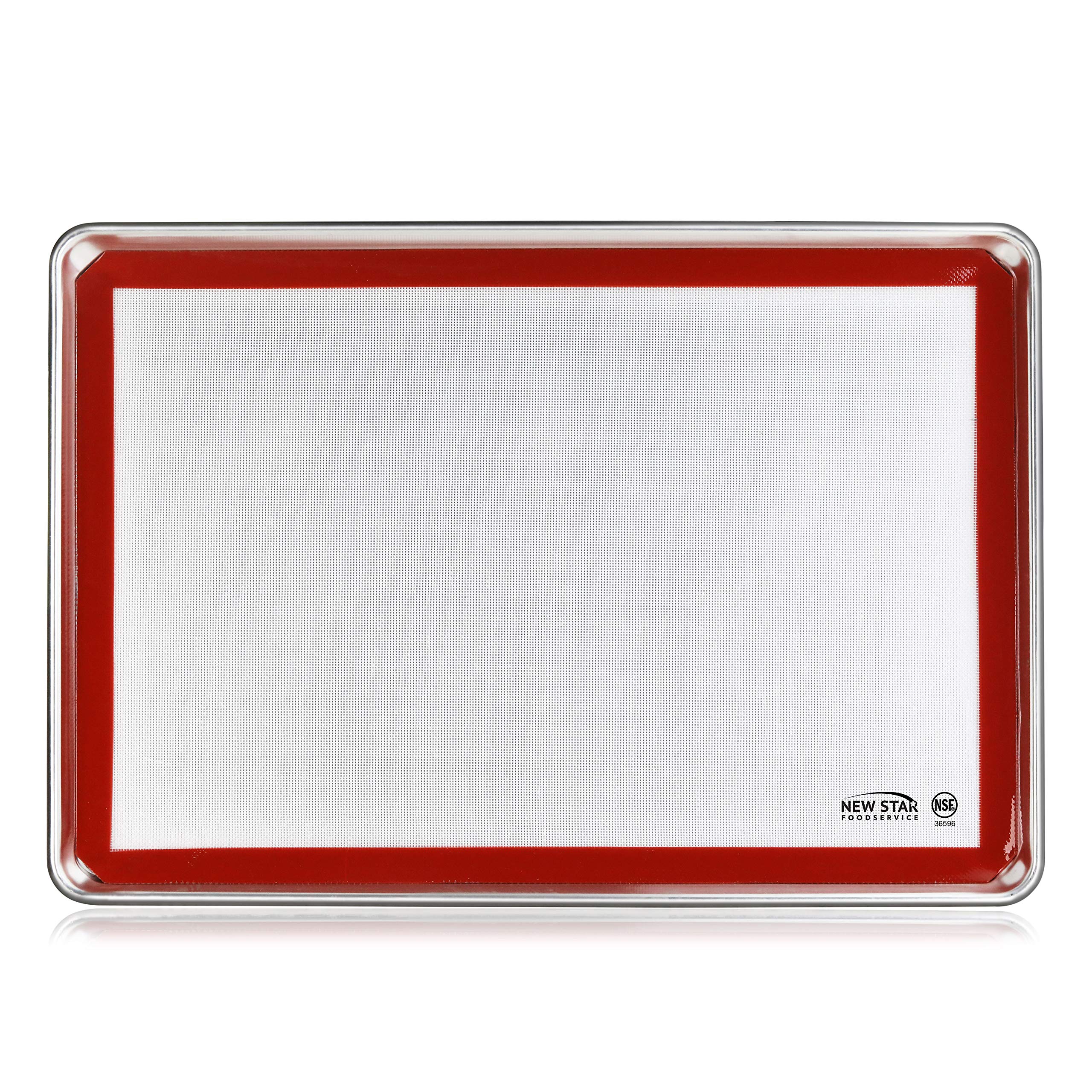 New Star Foodservice 38453 Commercial-Grade 18-Gauge Aluminum Sheet Pan/Bun Pan And Silicone Baking Mat Set, 18'' L X 26'' W X 1