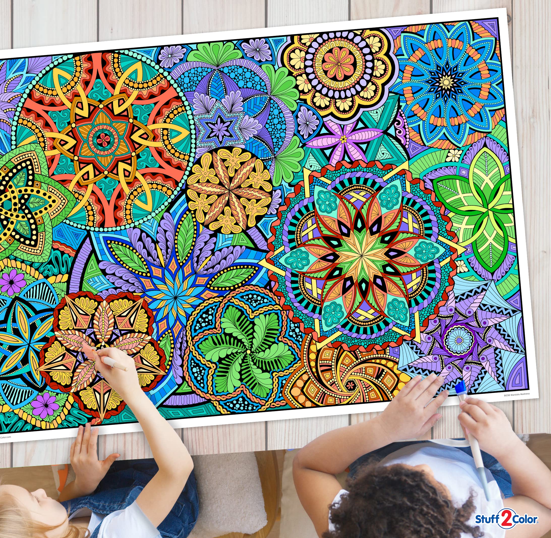Stuff2Color Giant Coloring Poster Mandala Madness For Kids And Adults - Great For Family Time, Girls, Boys, Arts And Crafts, Adu