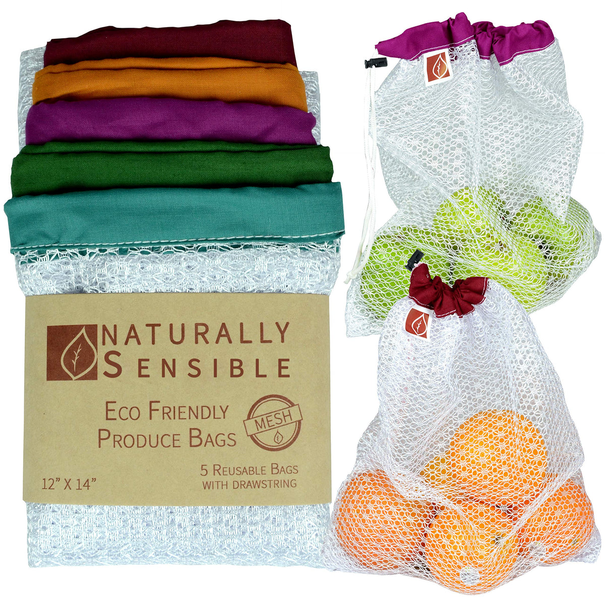 Naturally Sensible The Original Eco Friendly See Through Washable And Reusable Produce Bags - Soft Premium Lightweight Nylon Mes