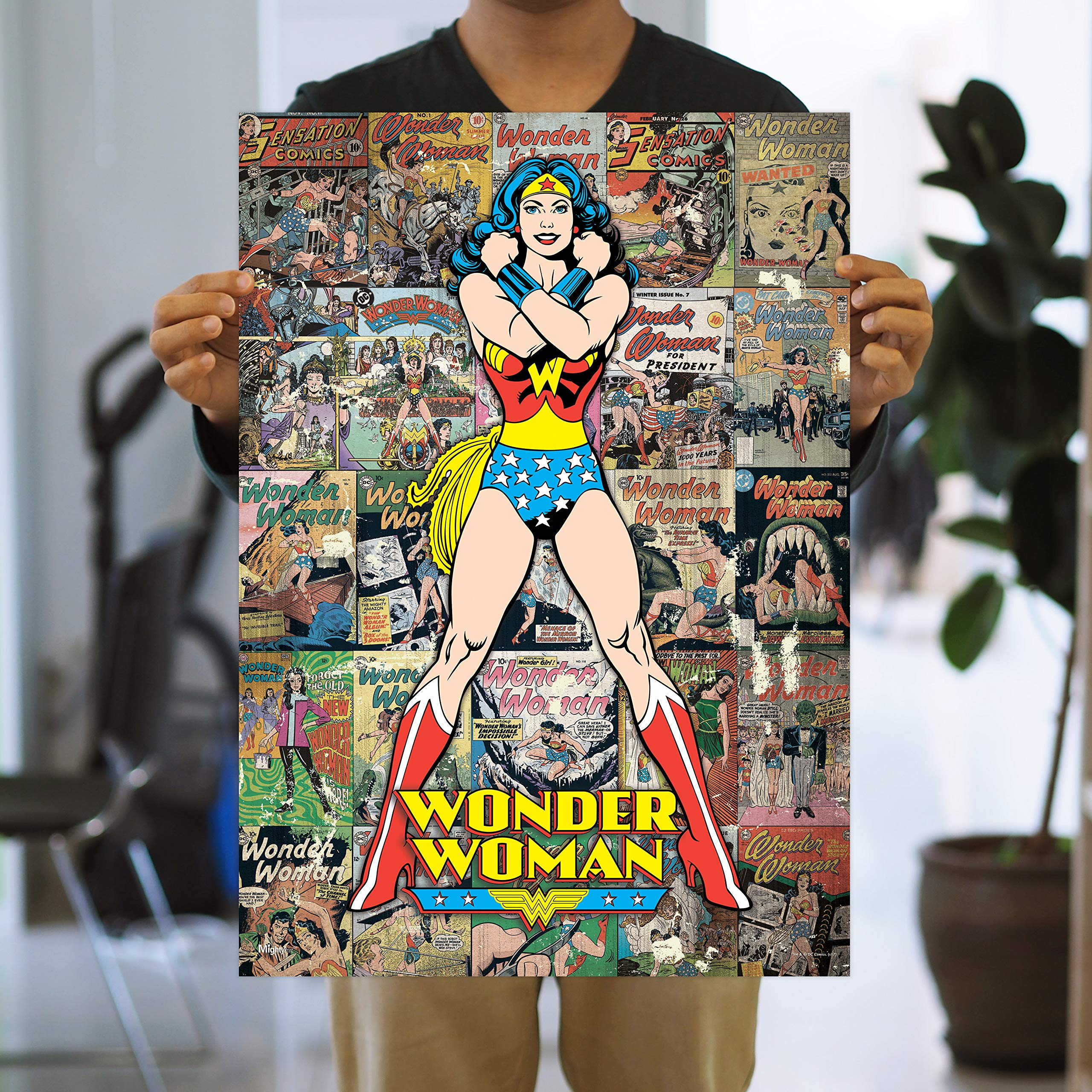Mightyprint Dc Comics - Wonder Woman - Justice League Comic Book Collage - Durable 17    X 24 Wall Art - Not Made Of Paper - Off