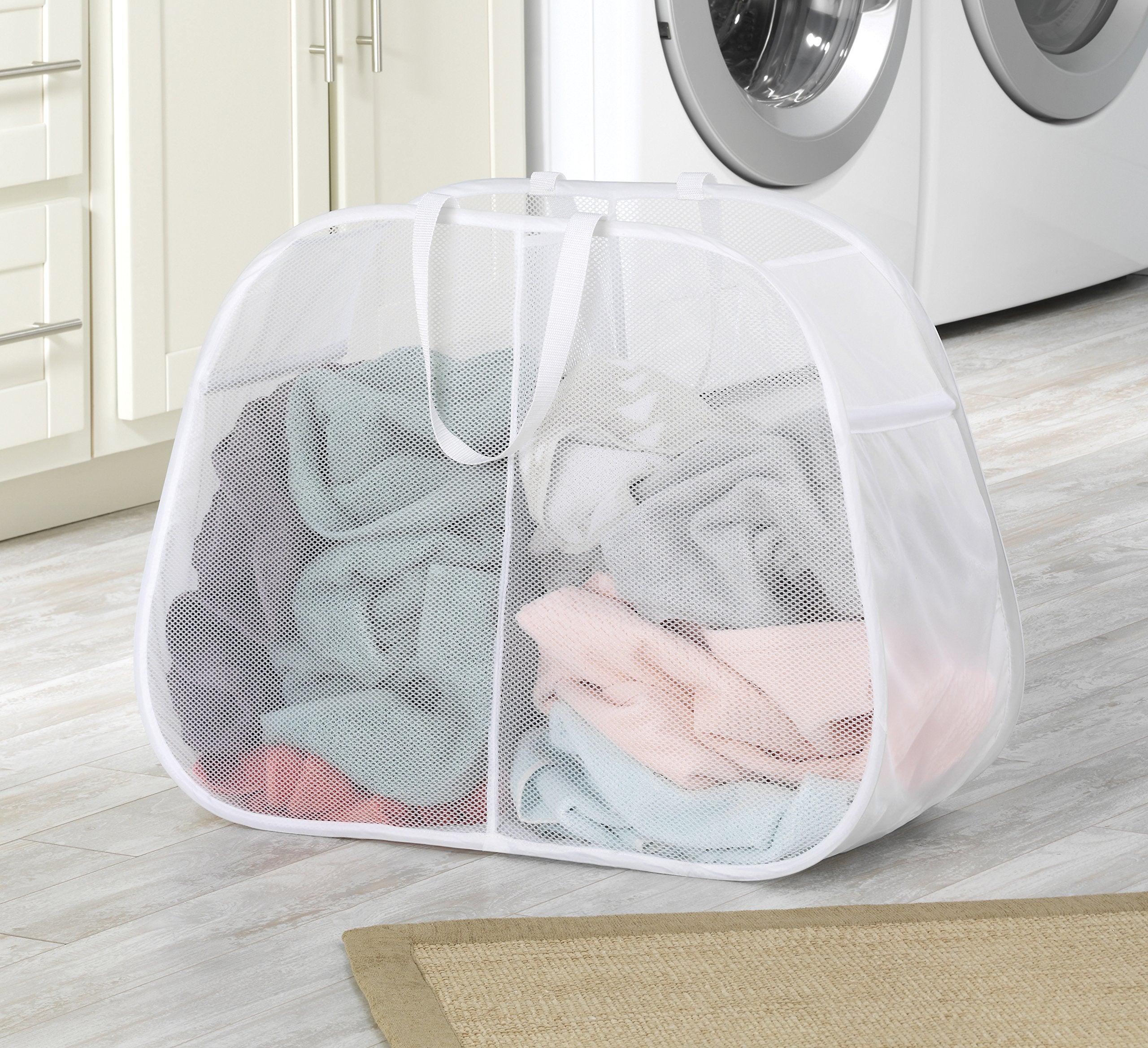 6337356 POP N' FOLD HAMPER WHITE Whitmor Pop N' Fold White Duramesh Nylon Hamper (Pack of 1)