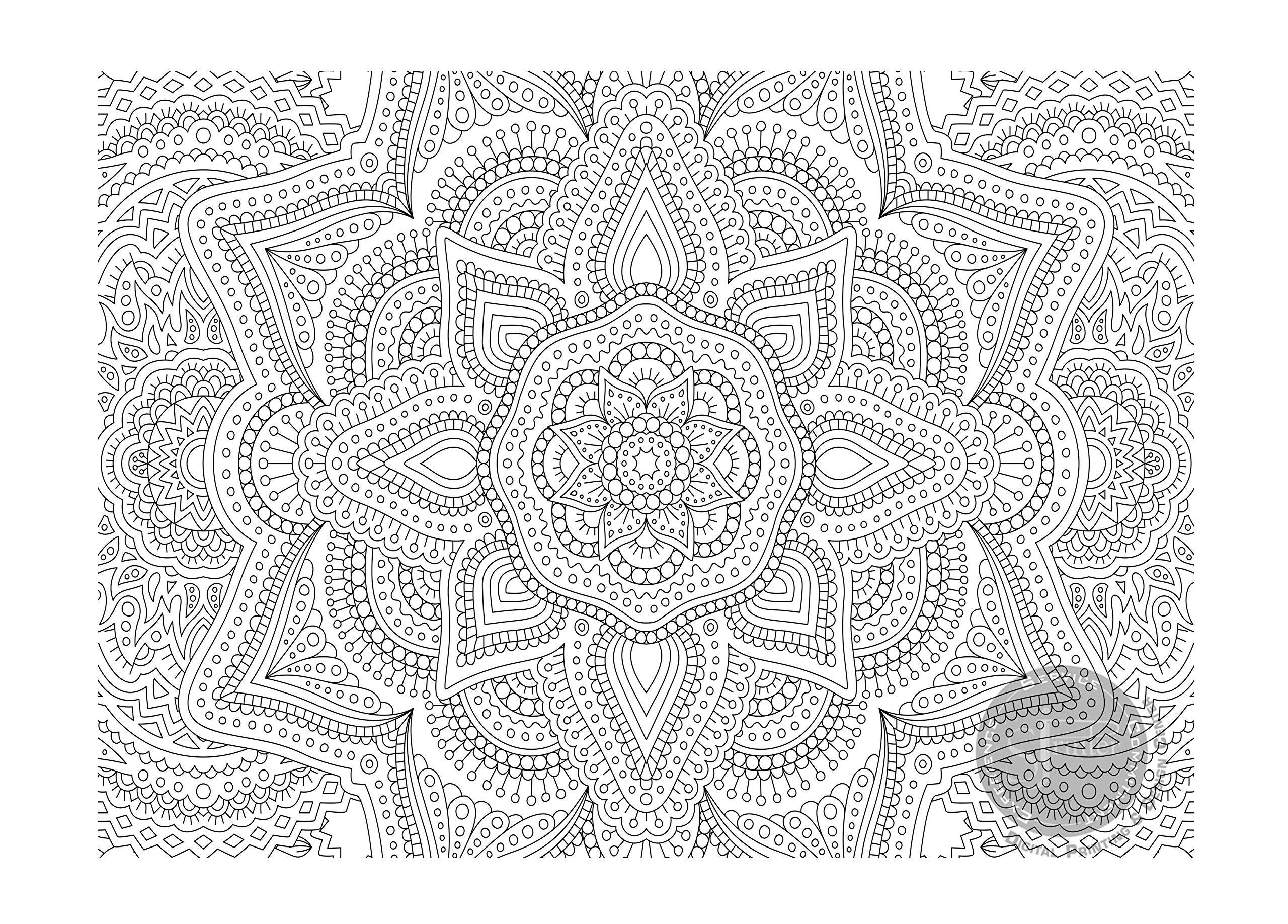 SJPRINTER Giant Coloring Poster - Floral Mandala, 30"x42" - Ideal for Kids, Adults, Care Facilities & Family Activities