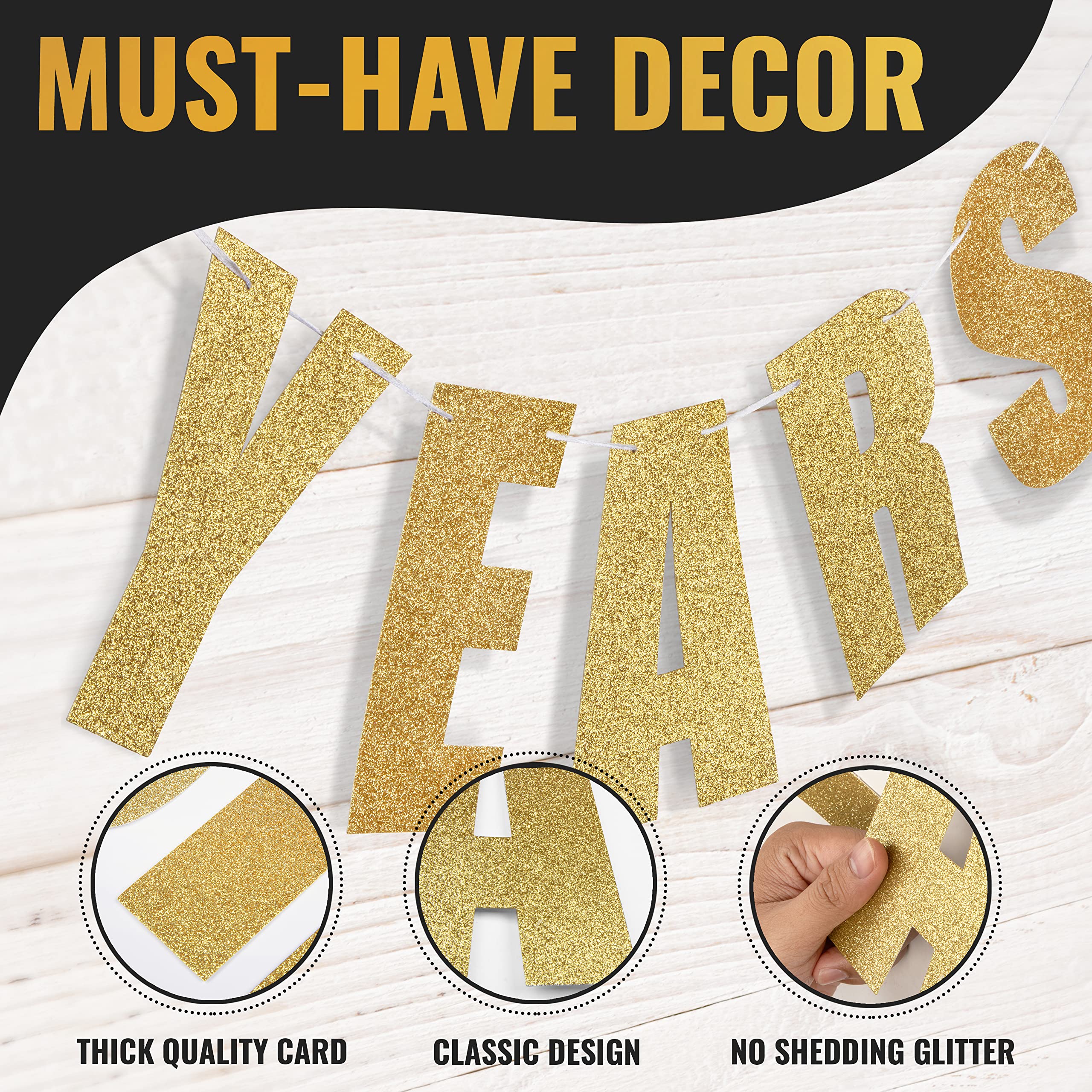 Pre-Strung Cheers To 30 Years Birthday Banner (Gold) - Dirty 30 Birthday Decorations For Him, 30Th Birthday Decor, 30Th Annivers