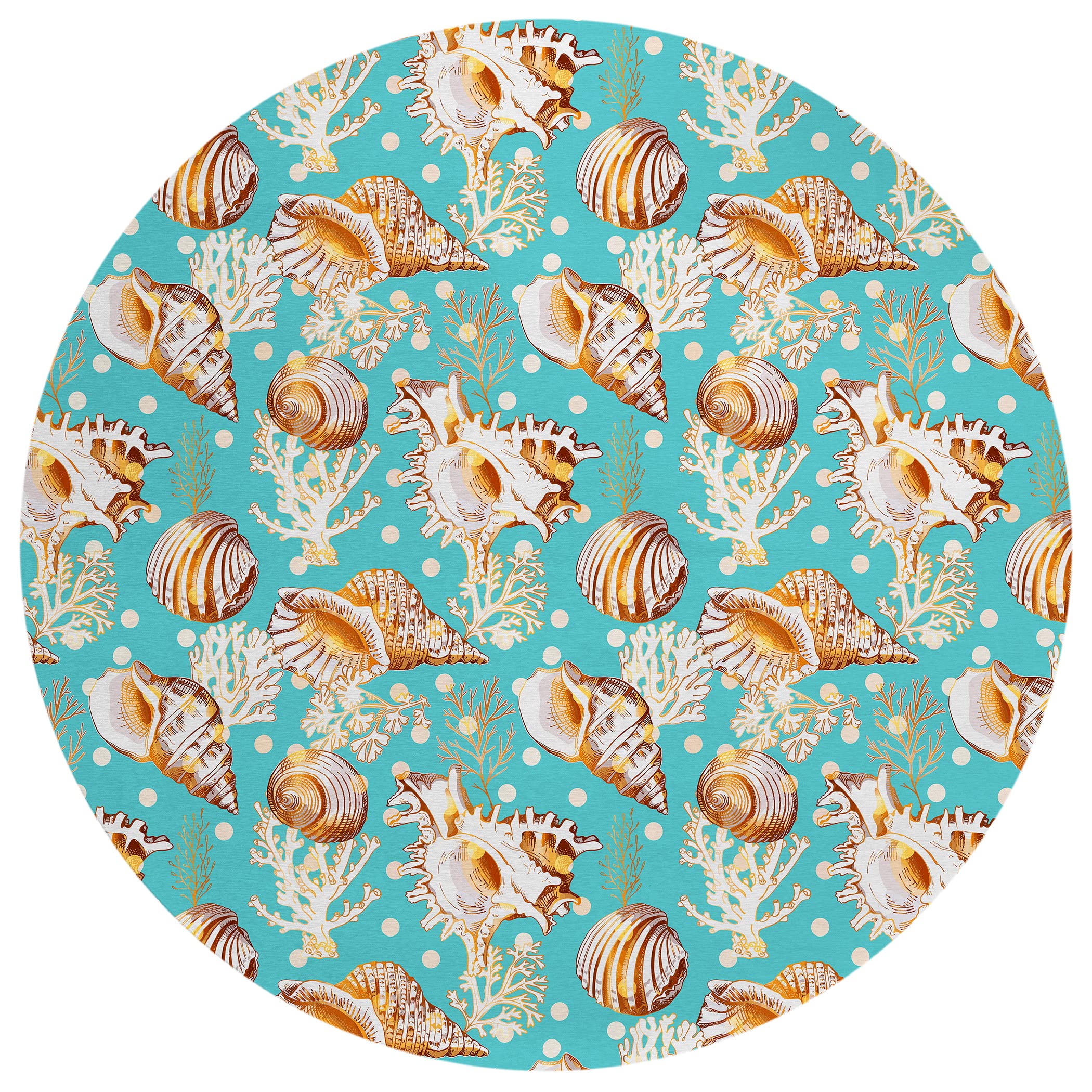 Dalyn Rugs Seabreeze SZ6 Teal 8 x 8 Indoor Outdoor Round Rug, Easy Clean, Machine Washable, Non Shedding, Bedroom, Living Room