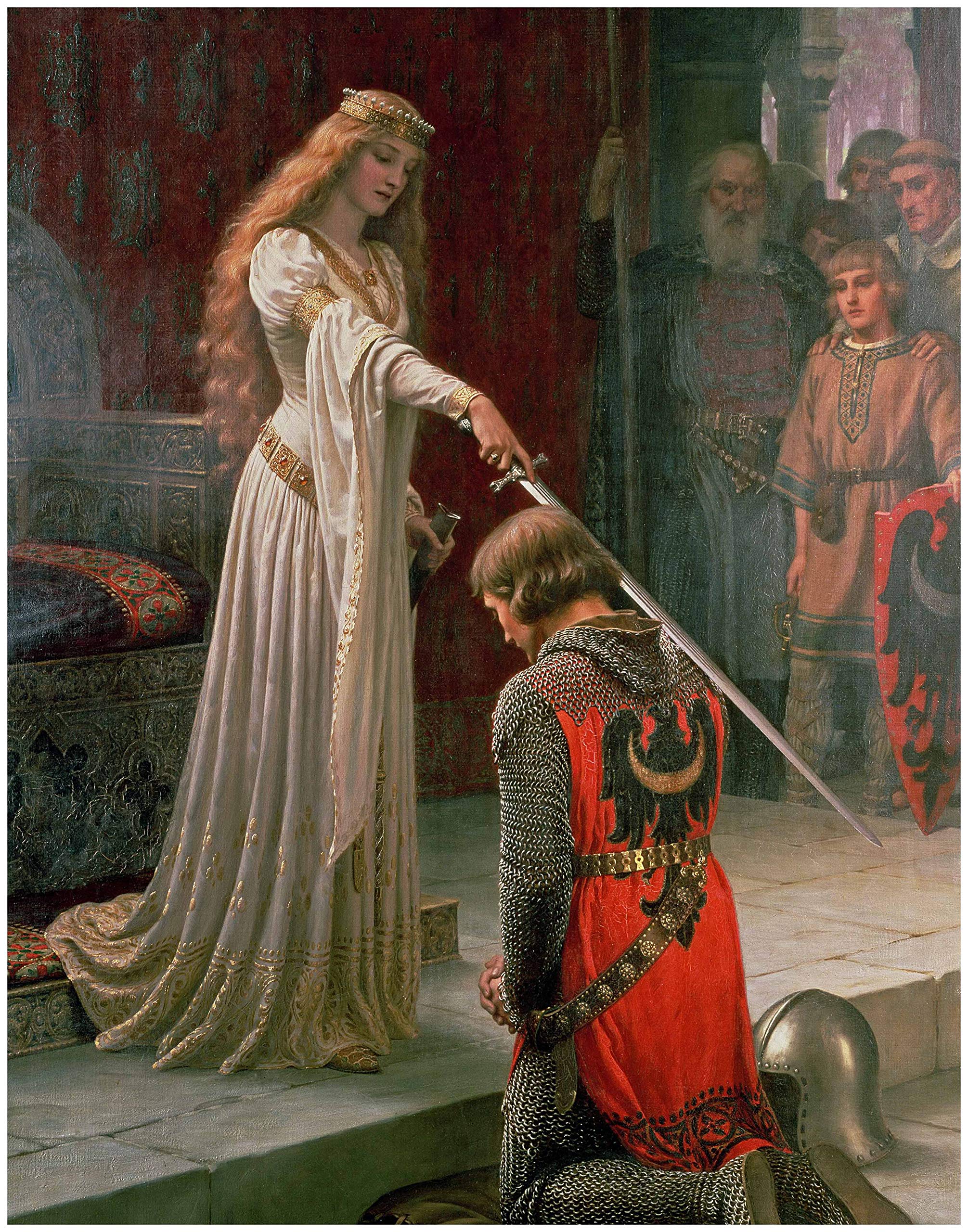 Ready-To-Frame Archival-Quality Print - Historic Medieval Art By Edmund Blair Leighton: 'Accolade' Depicting King Henry The Good