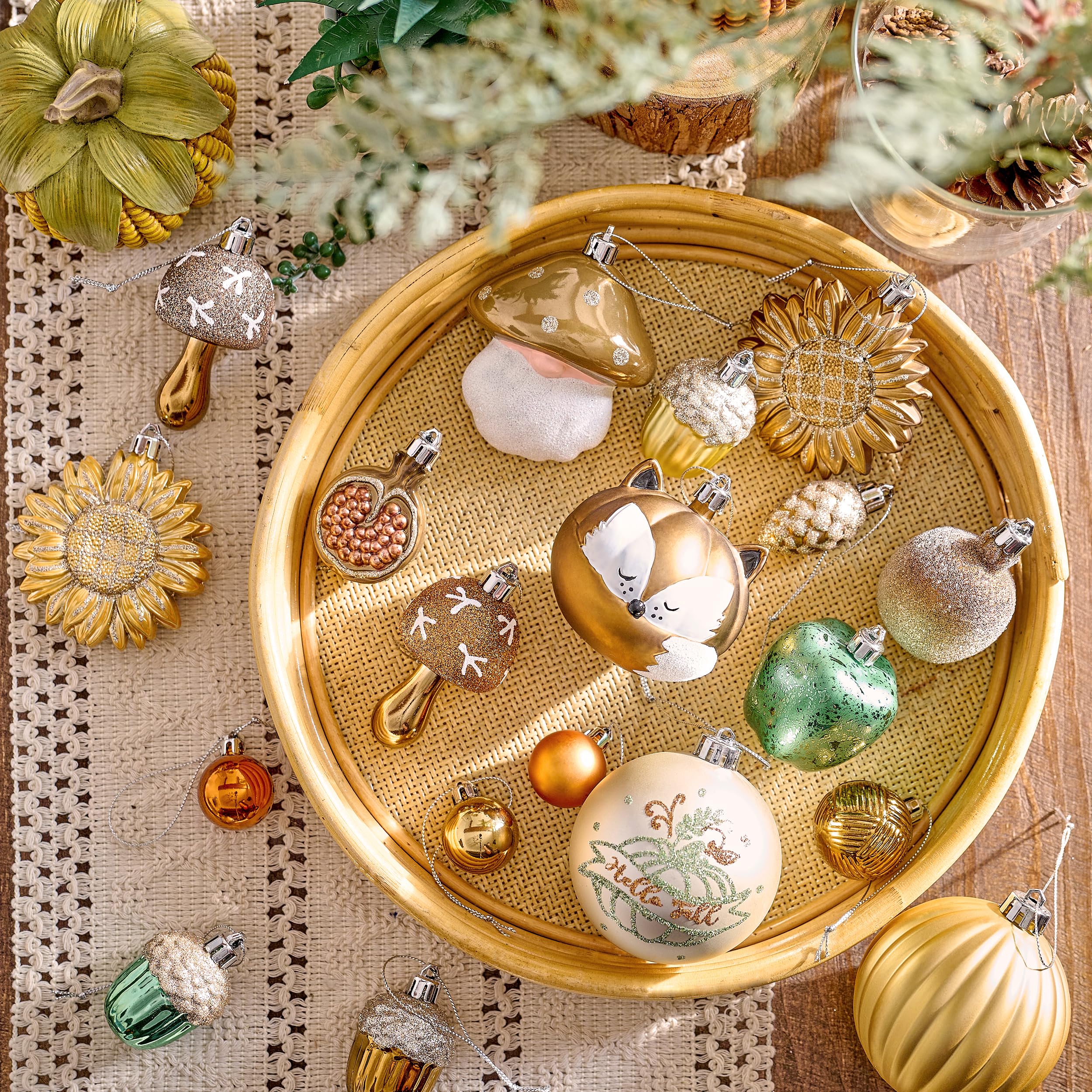 Valery Madelyn Fall Tree Ornaments for Home, 50ct Shatterproof Fall Tree Decorations Orange Hanging Ball Gnome Decor for Harvest