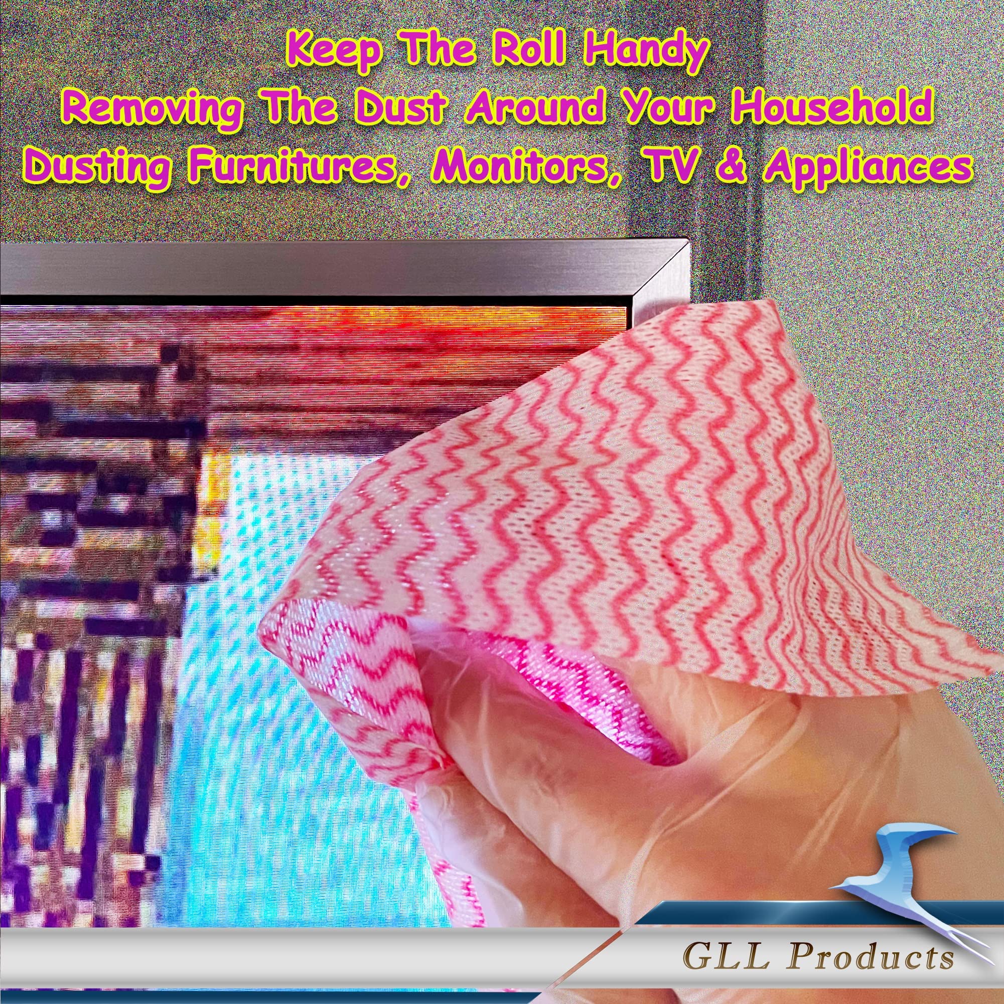 GLL Disposable Cleaning Cloths Wipe Roll, Dish Wash Cloths, Cleaning Washcloth Towel for Kitchen Bathroom Furniture and Car (Pac