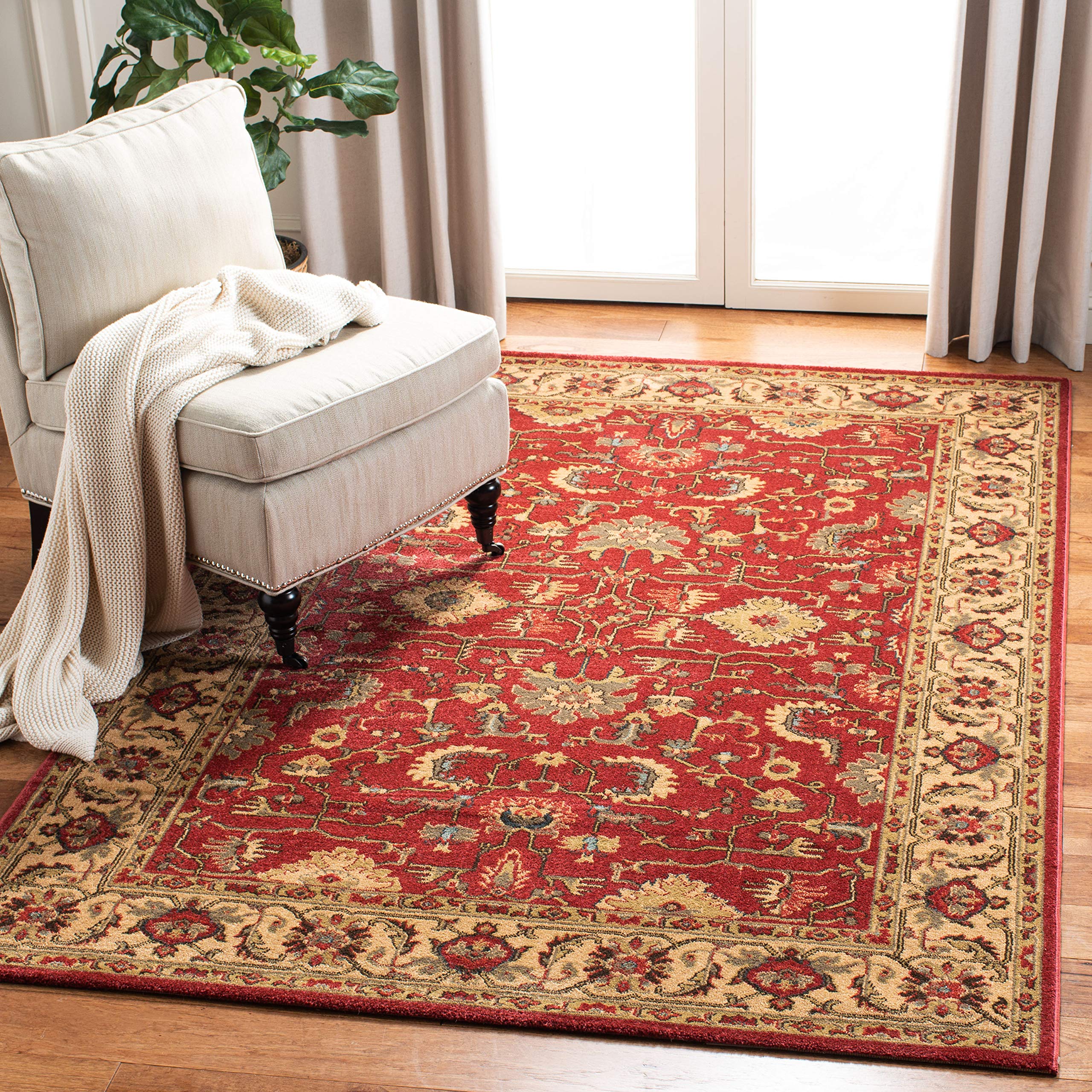 SAFAVIEH Mahal Collection Accent Rug - 3 x 5, Red & Beige, Traditional Oriental Design, Non-Shedding & Easy Care, Ideal for Hi