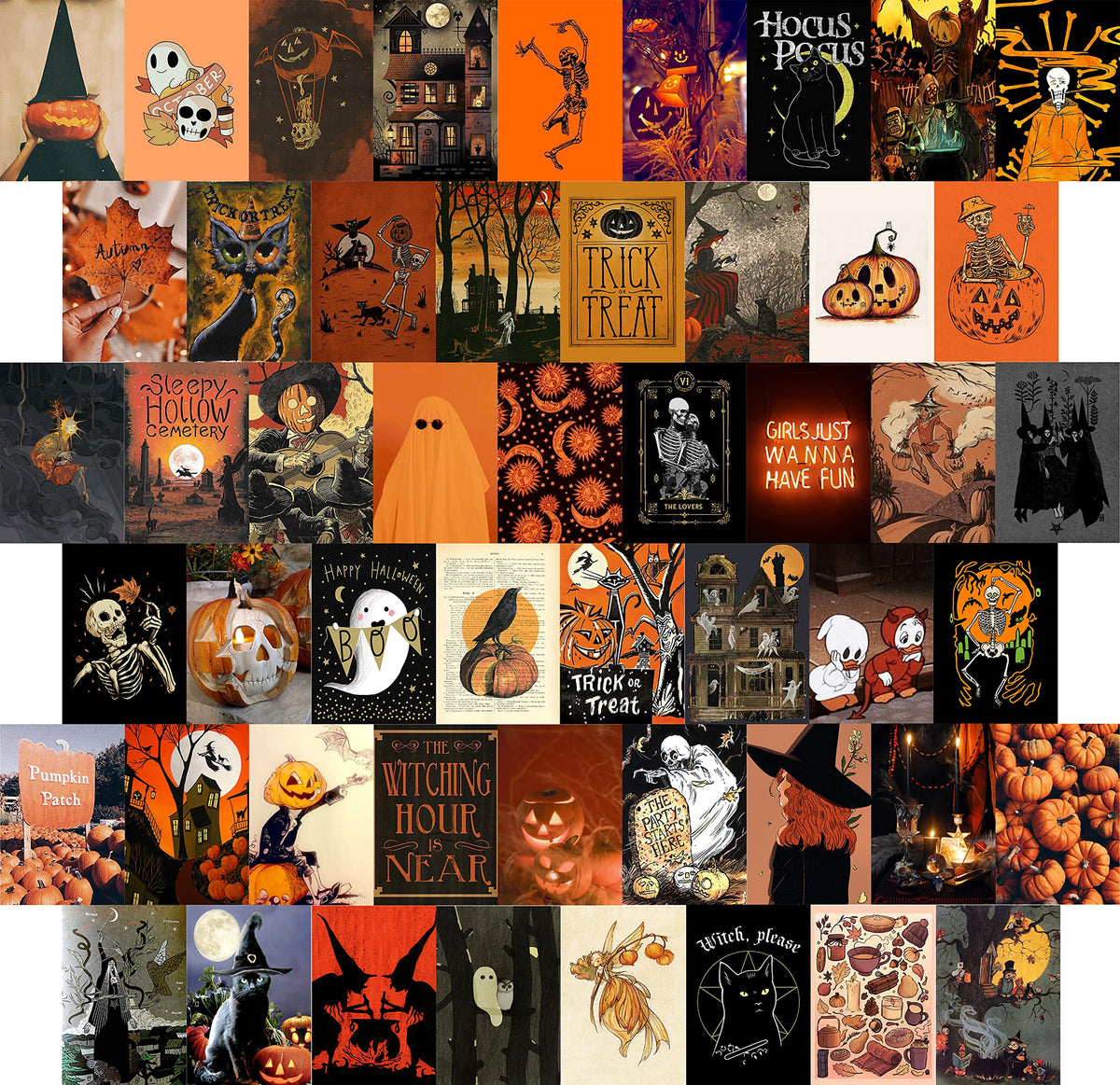 Baykul Halloween Wall Decor, Halloween Posters Wall Art Decor, 54Pcs (4X6 Inch), Aesthetic Halloween Pictures Wall Decoration Fo