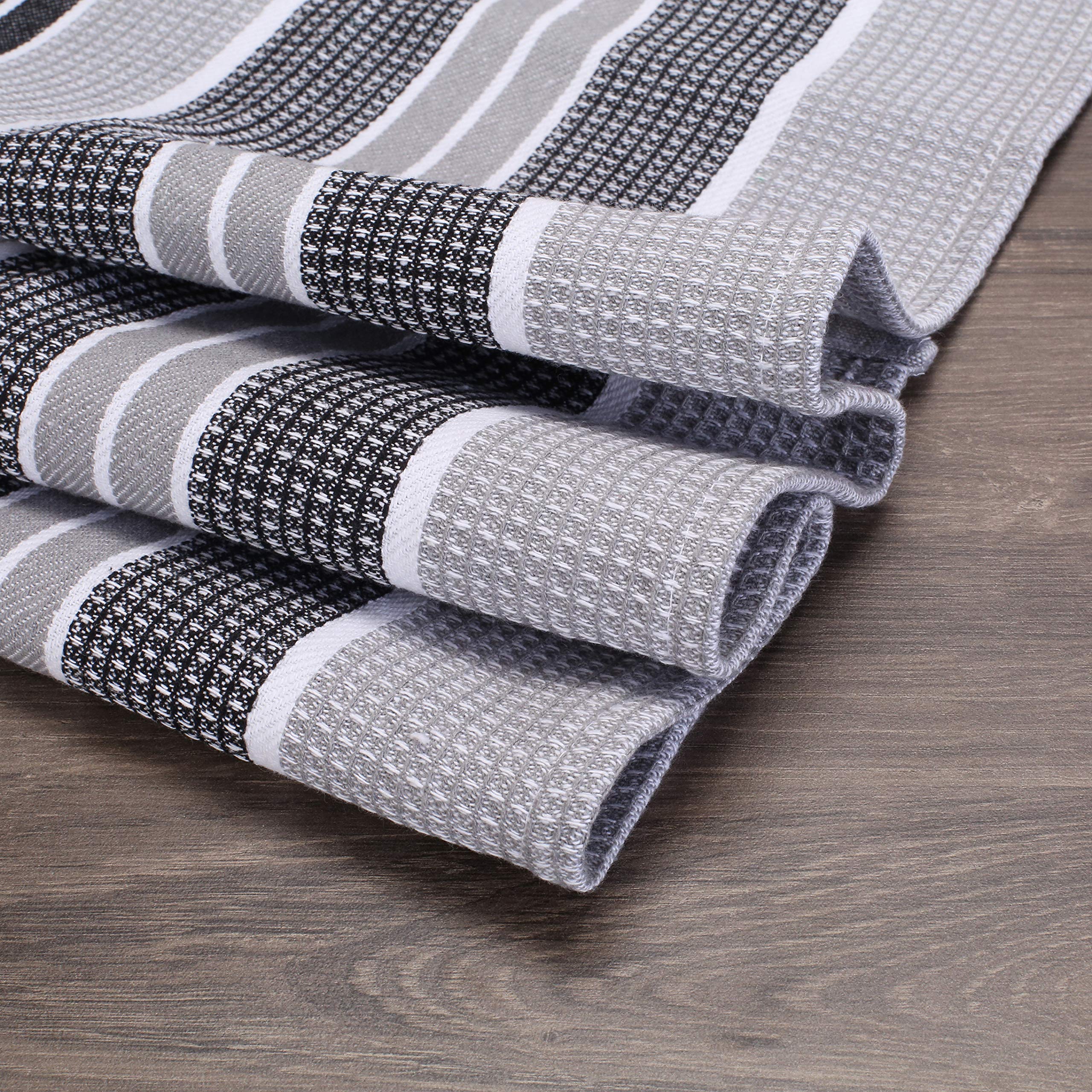 Honeycomb Stripe Kitchen Towel 18X28Inch Blackmercury,100% Cotton, Quick Dry, Tea Towels, Bar Towels, Highly Absorbent,Cleaning