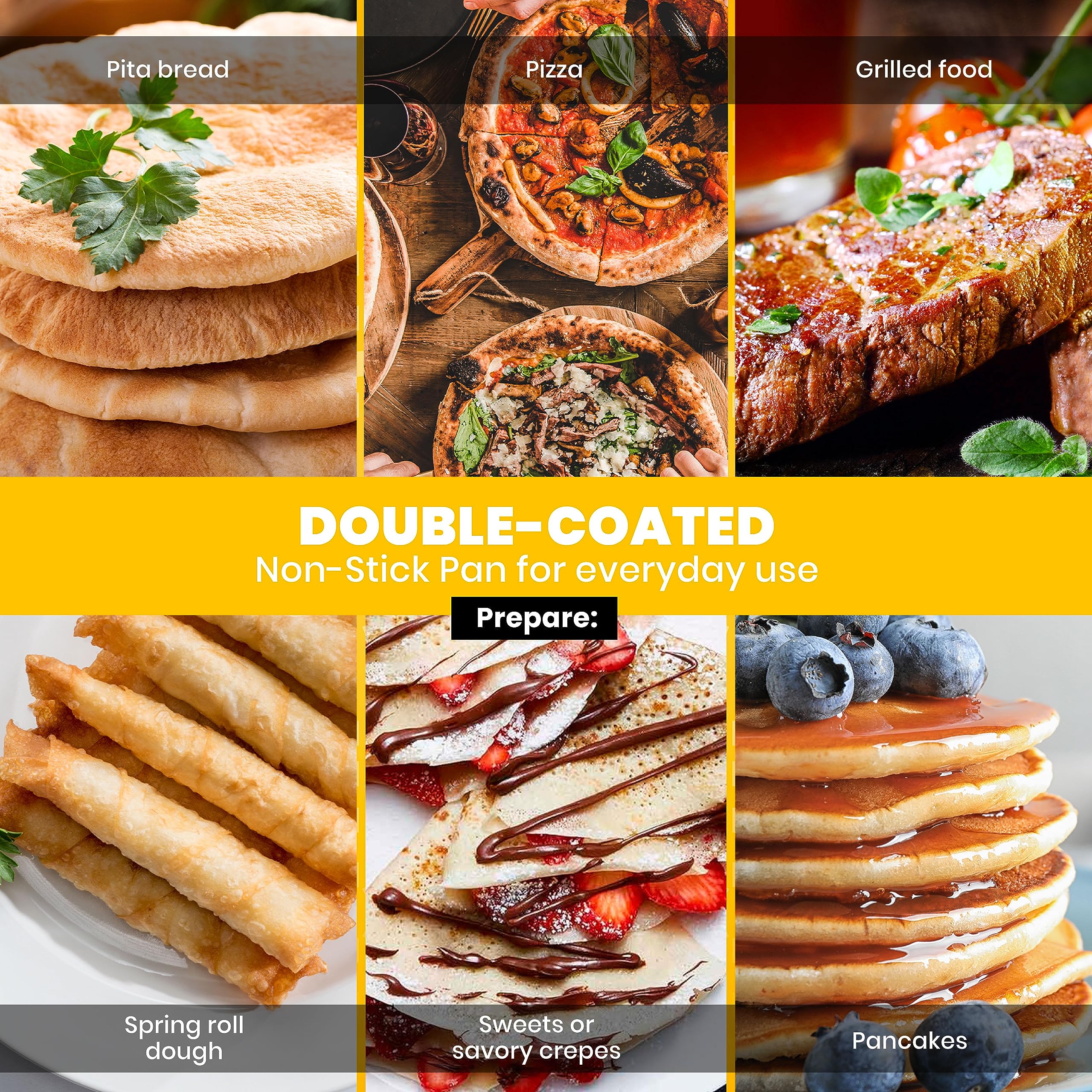 Machika Crepe Pan | Non-Stick Pancake Pan With Large Handle | Omelette Pan Nonstick | Perfect For Tortilla, Pita Bread, And Pizz