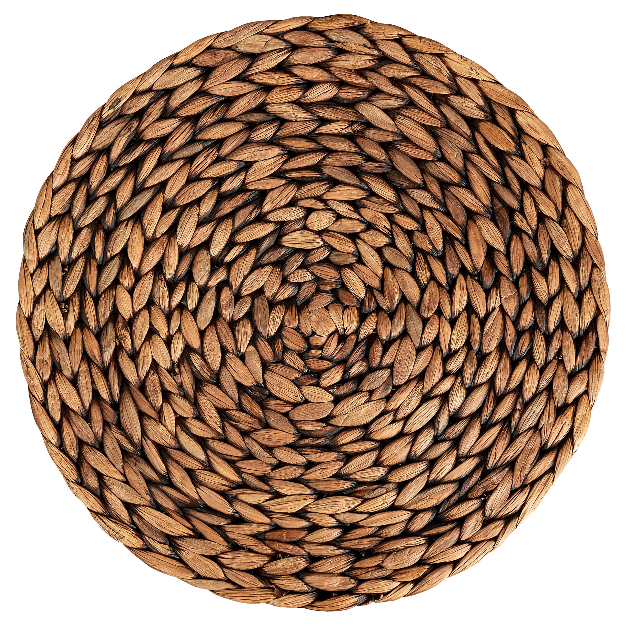 Cenboss Woven Placemats (11.8'' Set Of 8, Brown Wash) Round Placemats, Wicker Placemats, Rattan Placemats, Plate Chargers