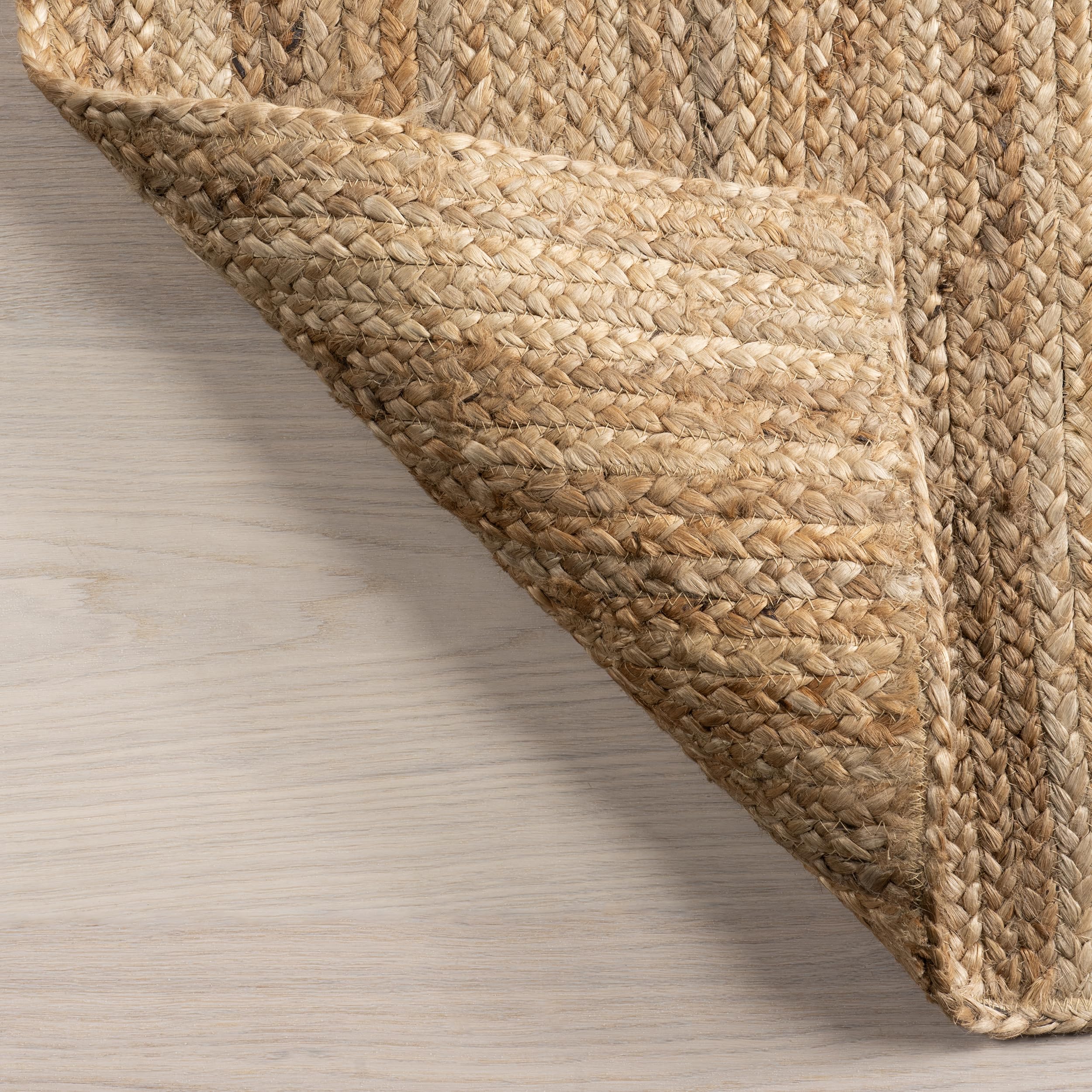 nuLOOM 6 Square Rigo Jute Hand Woven Area Rug, Natural, Solid Farmhouse Design, Natural Fiber, For Bedroom, Living Room, Dining