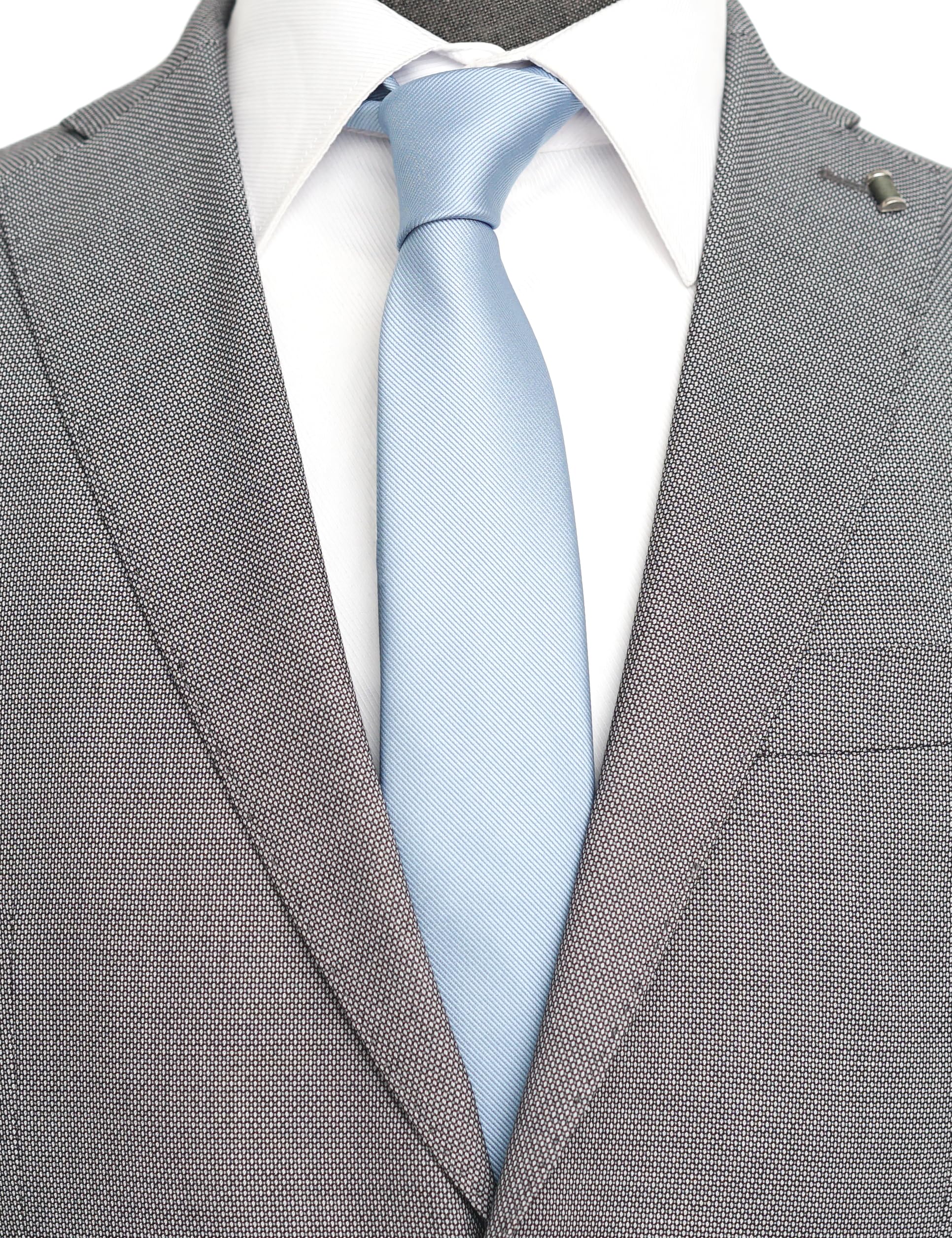 Zenxus Solid Skinny Ties For Men, 25 Inch Slim Dusty Blue Necktie