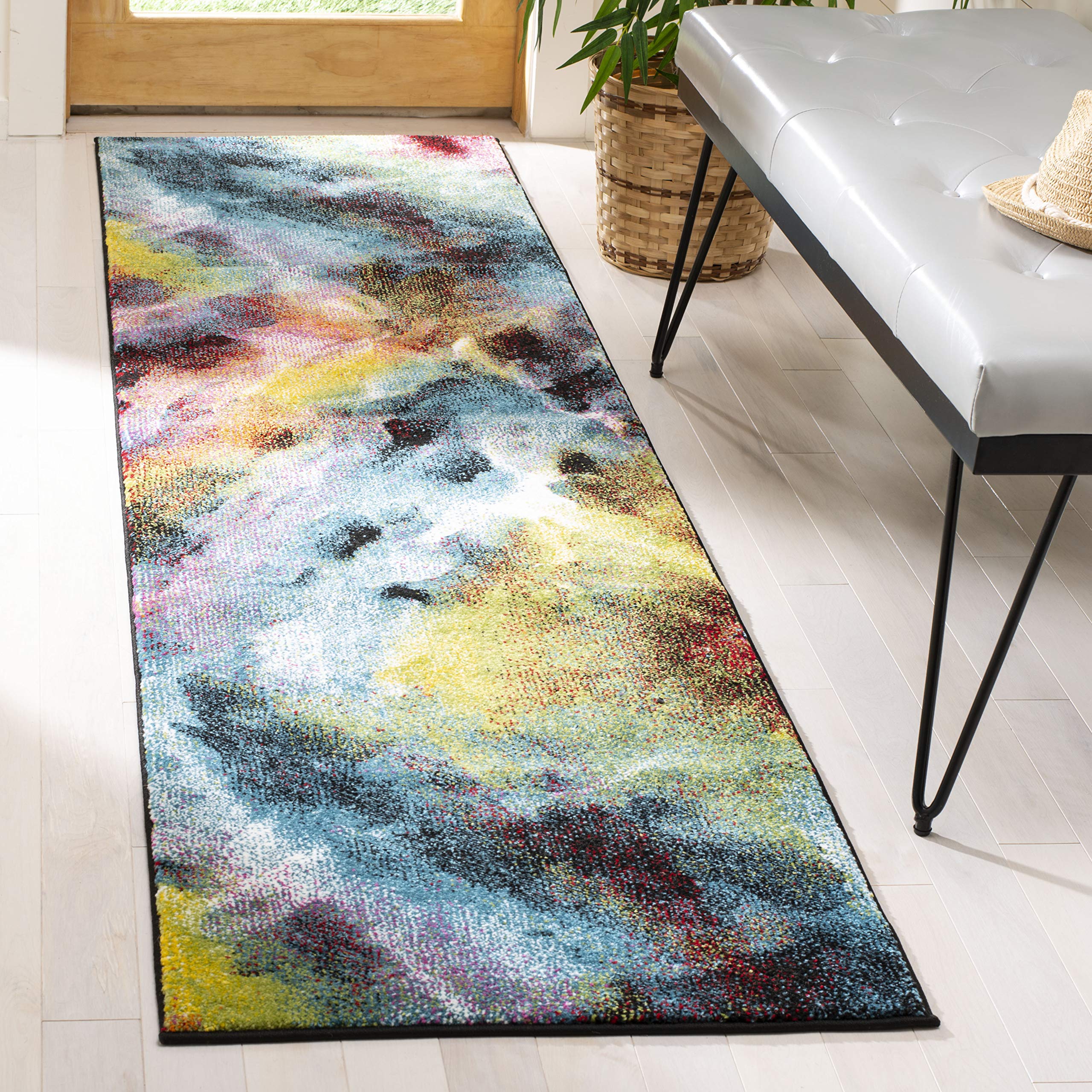 SAFAVIEH Galaxy Collection 23 x 6 Multi GAL110A Vibrant Abstract Non-Shedding Living Room Entryway Hallway Bedroom Foyer Accen