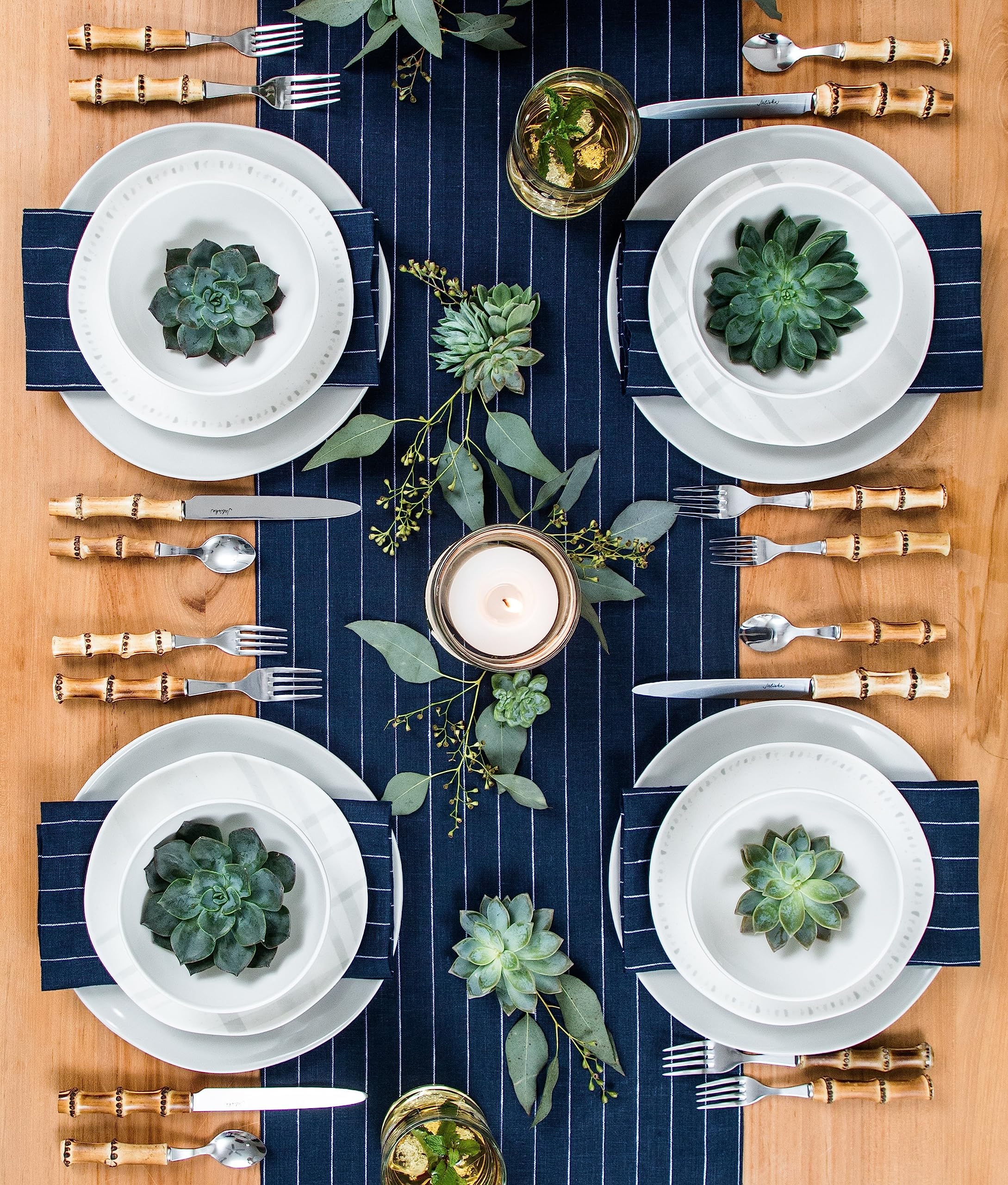 Solino Home Pinstripe Linen Navy And White Table Runner 120 Inches Long - 100% Pure Linen Dining Table Runner 16 X 120 Inch Idea