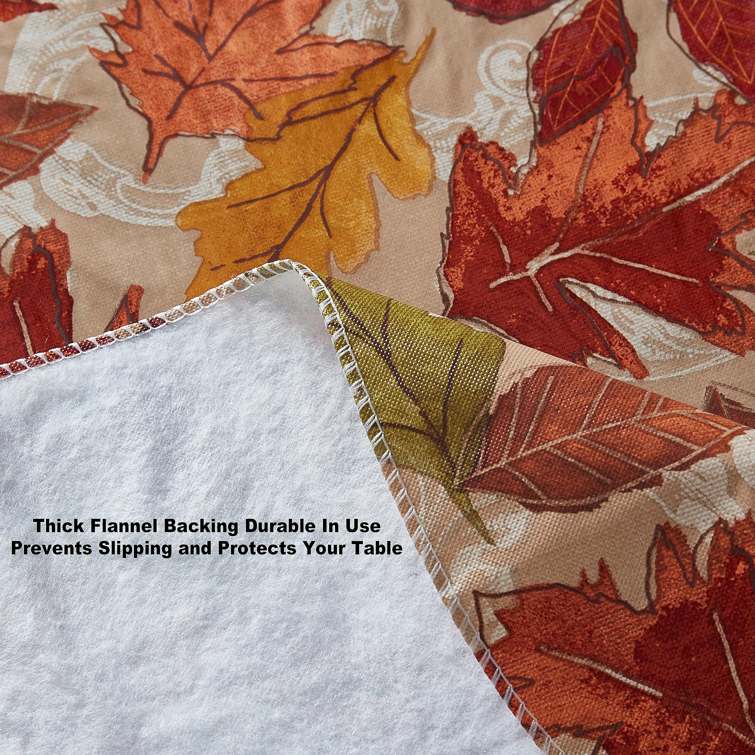 Newbridge Leaves Are Falling Autumn And Thanksgiving Vinyl Flannel Backed Tablecloth, Fall Season Contemporary Leaf Easy Care Vi