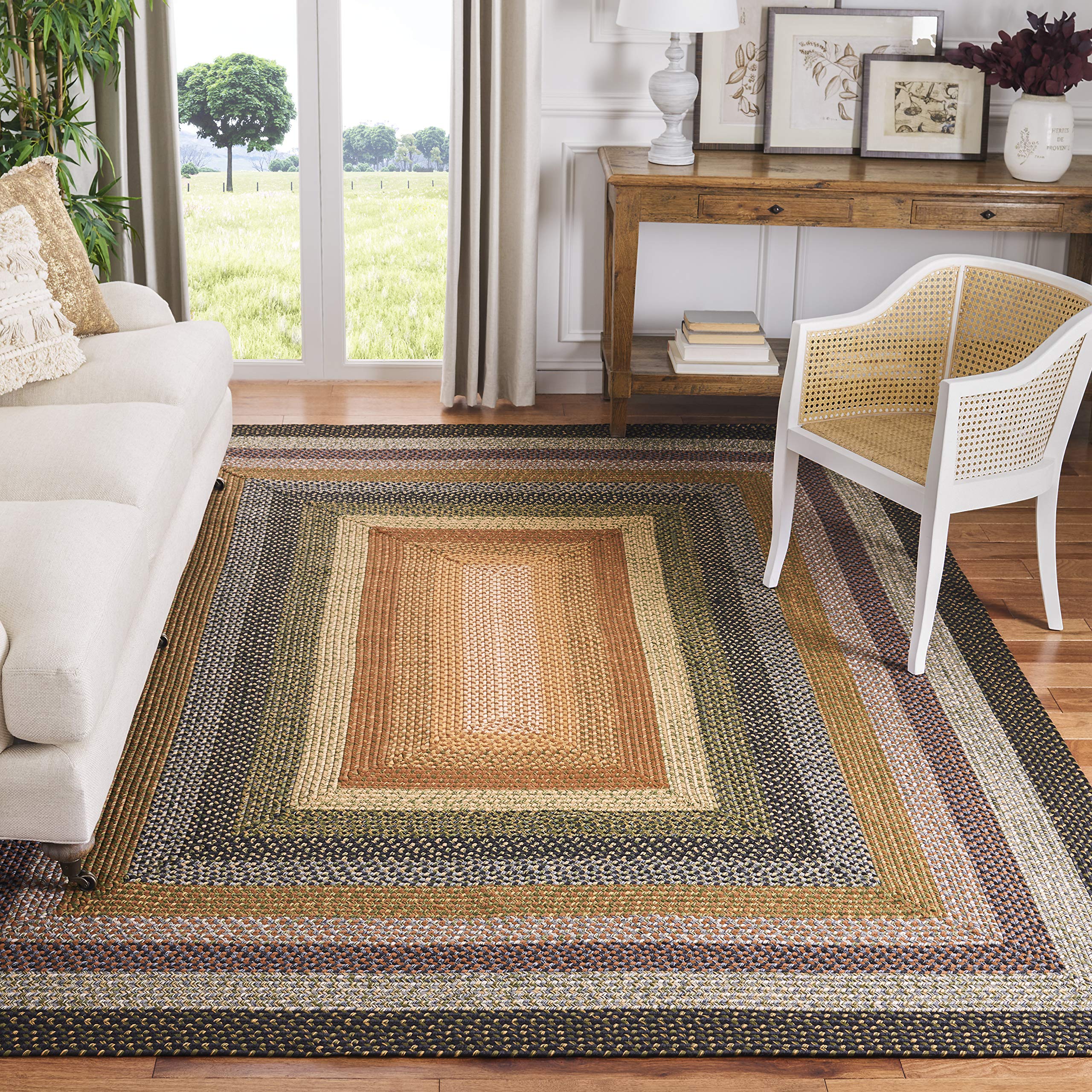 SAFAVIEH Braided Collection Area Rug - 5 x 8, Multi, Handmade Country Cottage Reversible, Ideal for High Traffic Areas in Livi