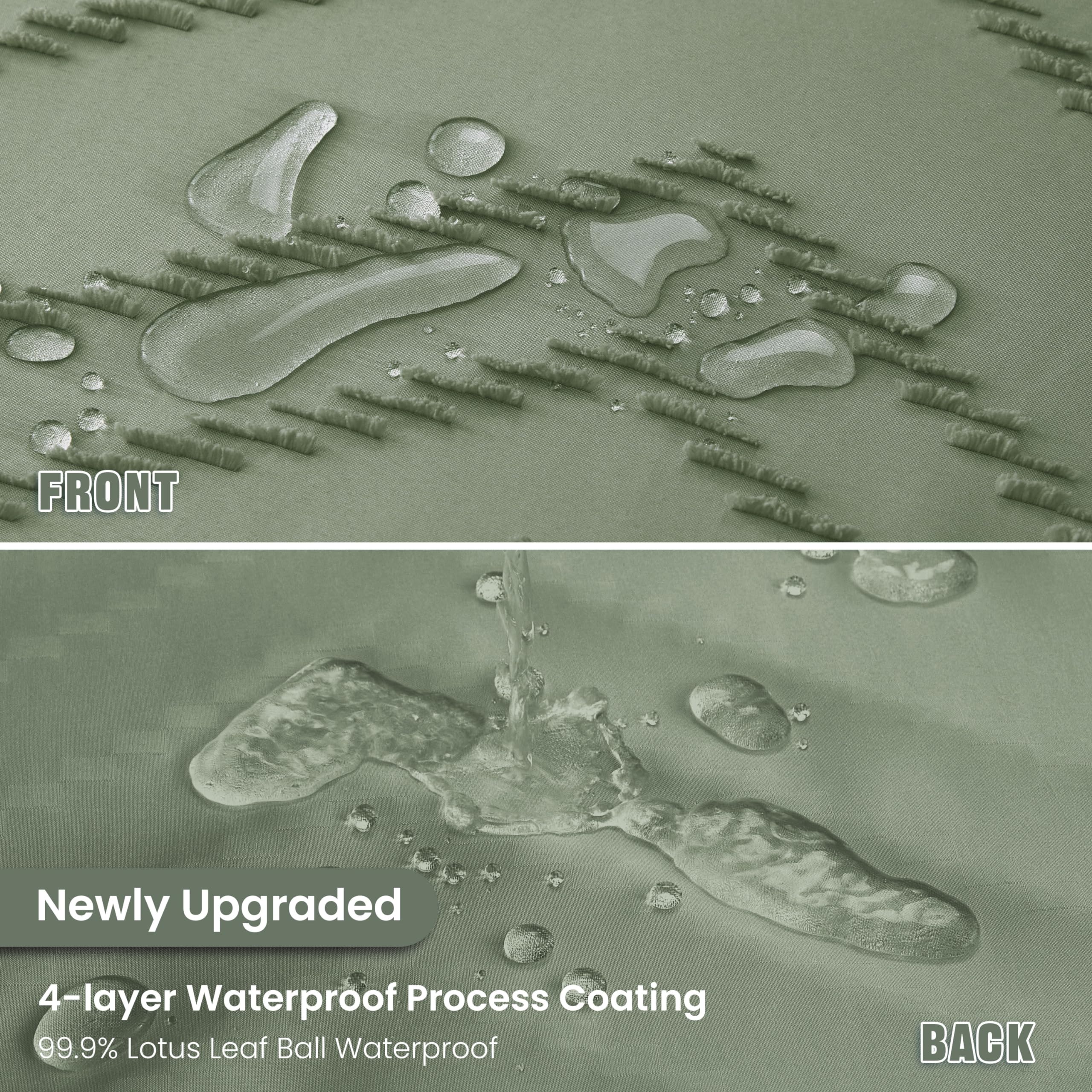 Boho Shower Curtain With Tassel Woven Fabric Sage Green Shower Curtain 72 X 72 Modern Farmhouse Textured Tufted Chevron Striped