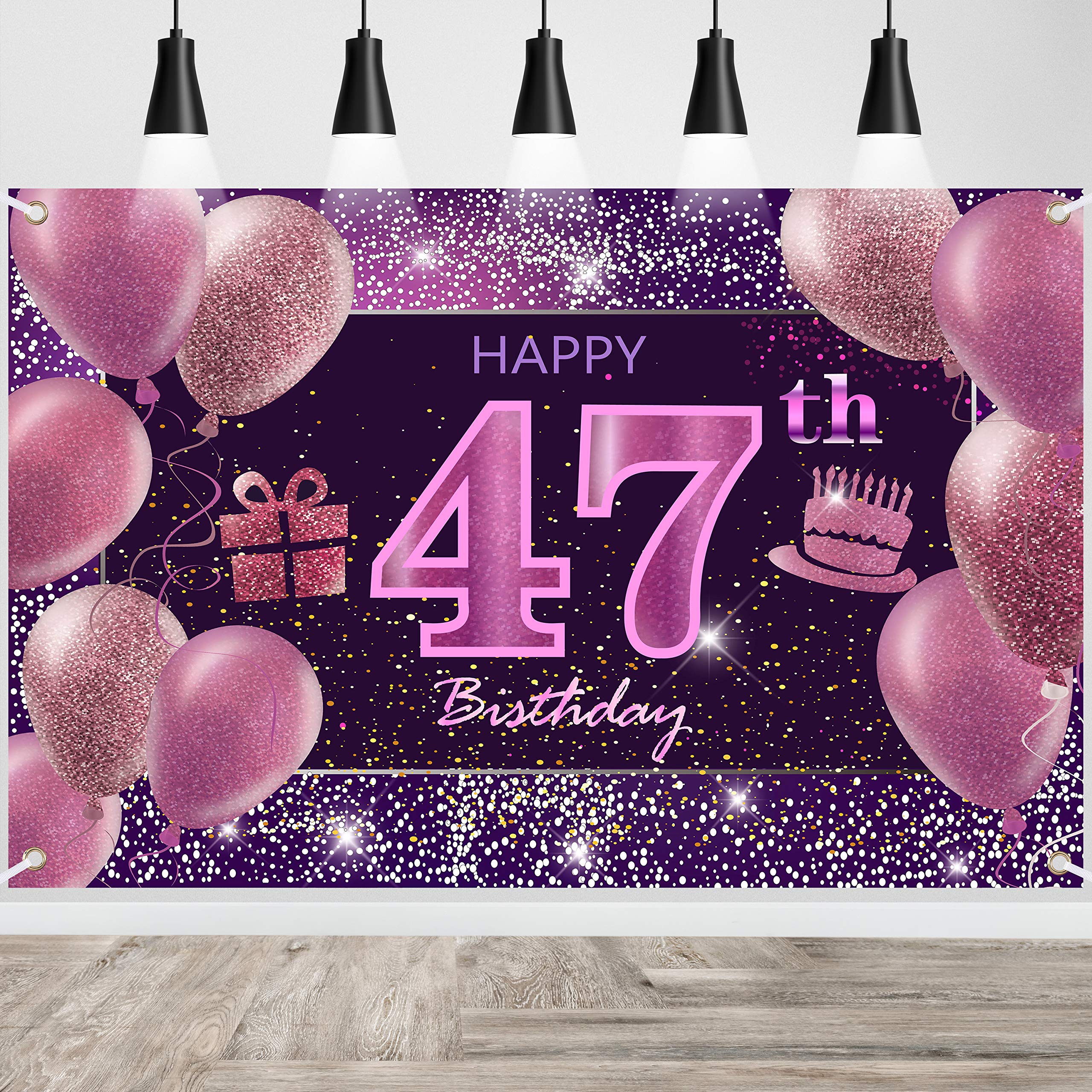 47Th Birthday Decorations For Girls Imisi Happy Birthday Banner Pink Decorations For A Party Birthday Backdrop For Women