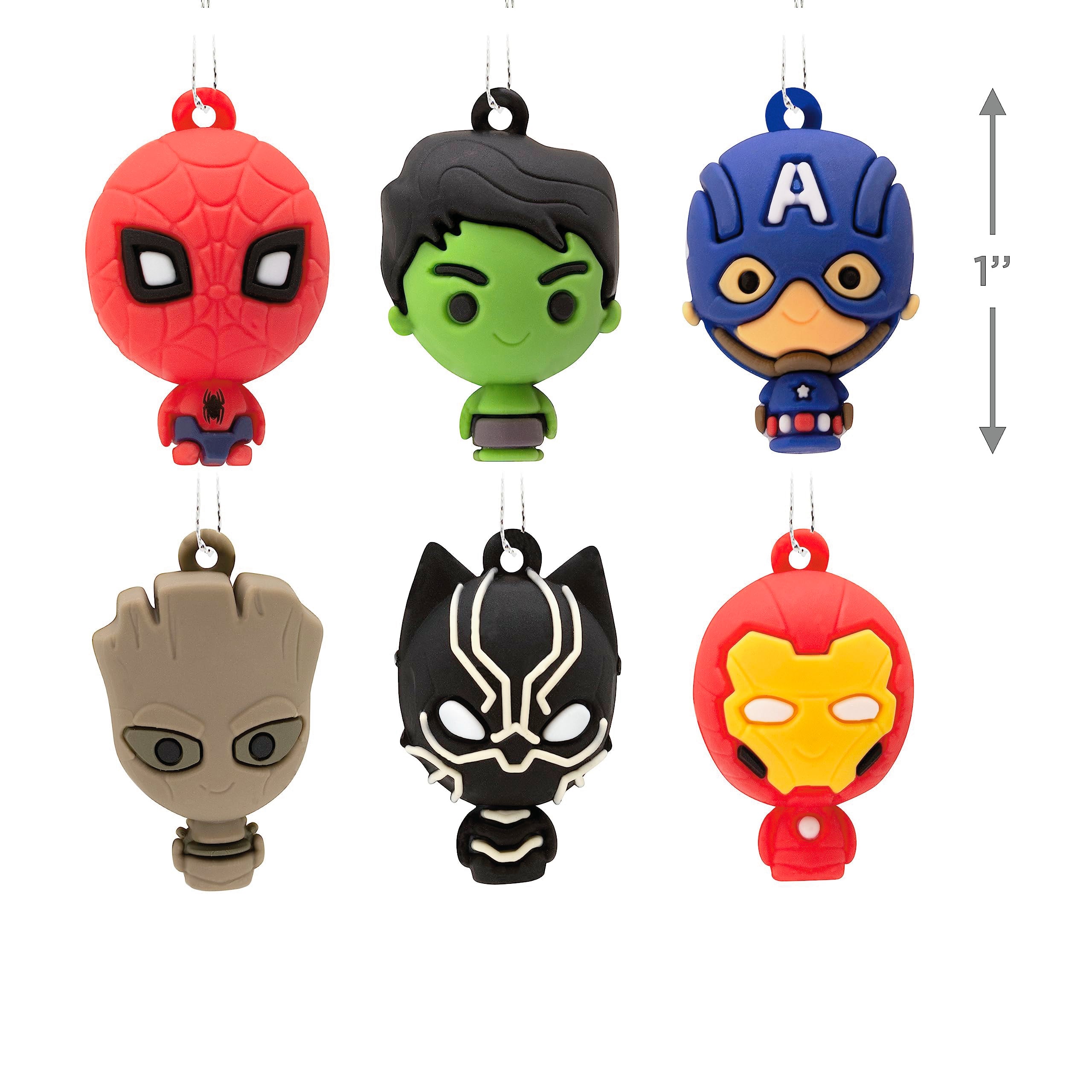 Hallmark Marvel Super Heroes Mini Christmas Ornaments, Shatterproof, Set of 6