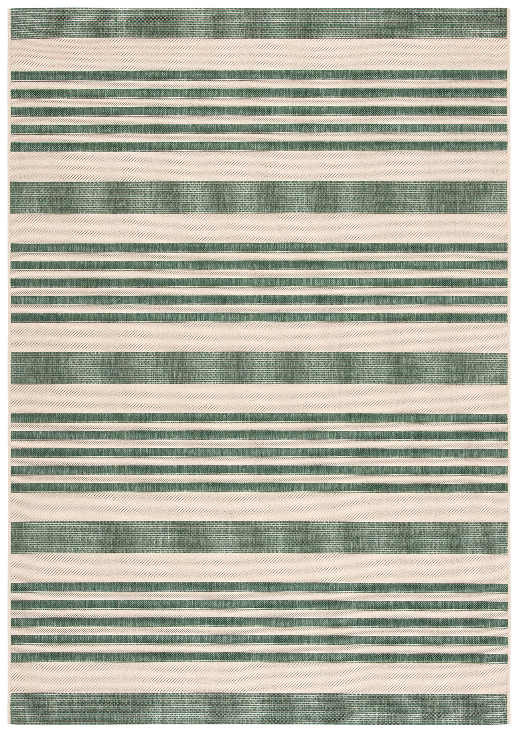 SAFAVIEH Courtyard Collection 2 x 37 Beige/Dark Green CY6062 Nautical Coastal Stripe Indoor/ Outside Waterproof Easy cleansing