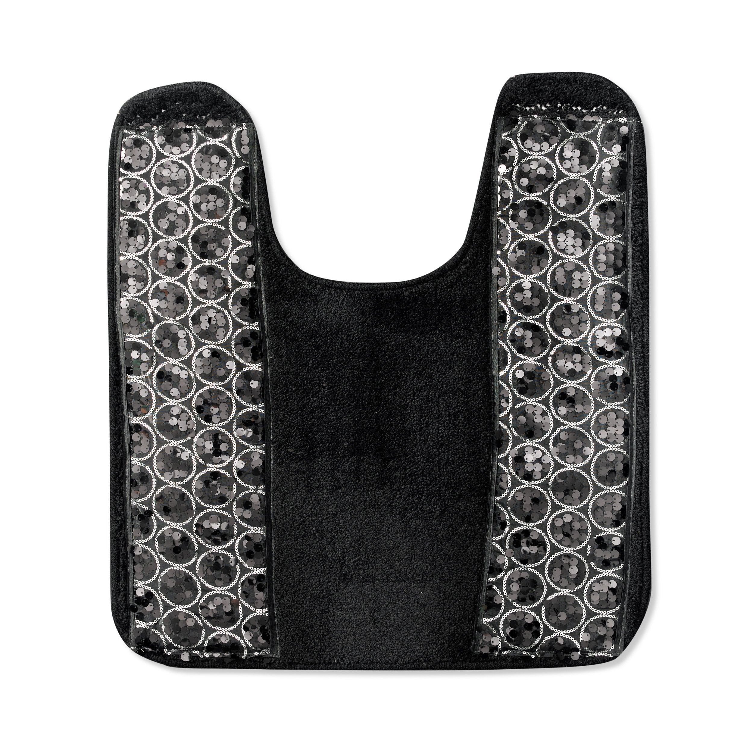 Zahari Home Sinatra Bath Rug Contour Contemporary Decorative Beautiful Design Size 24'' X 21'', Black