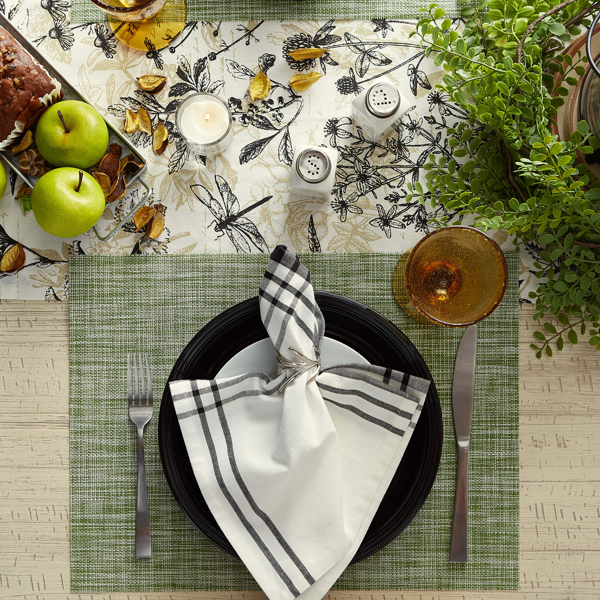 DII Fig Green Pvc Tweed Placemat (Set of 6)
