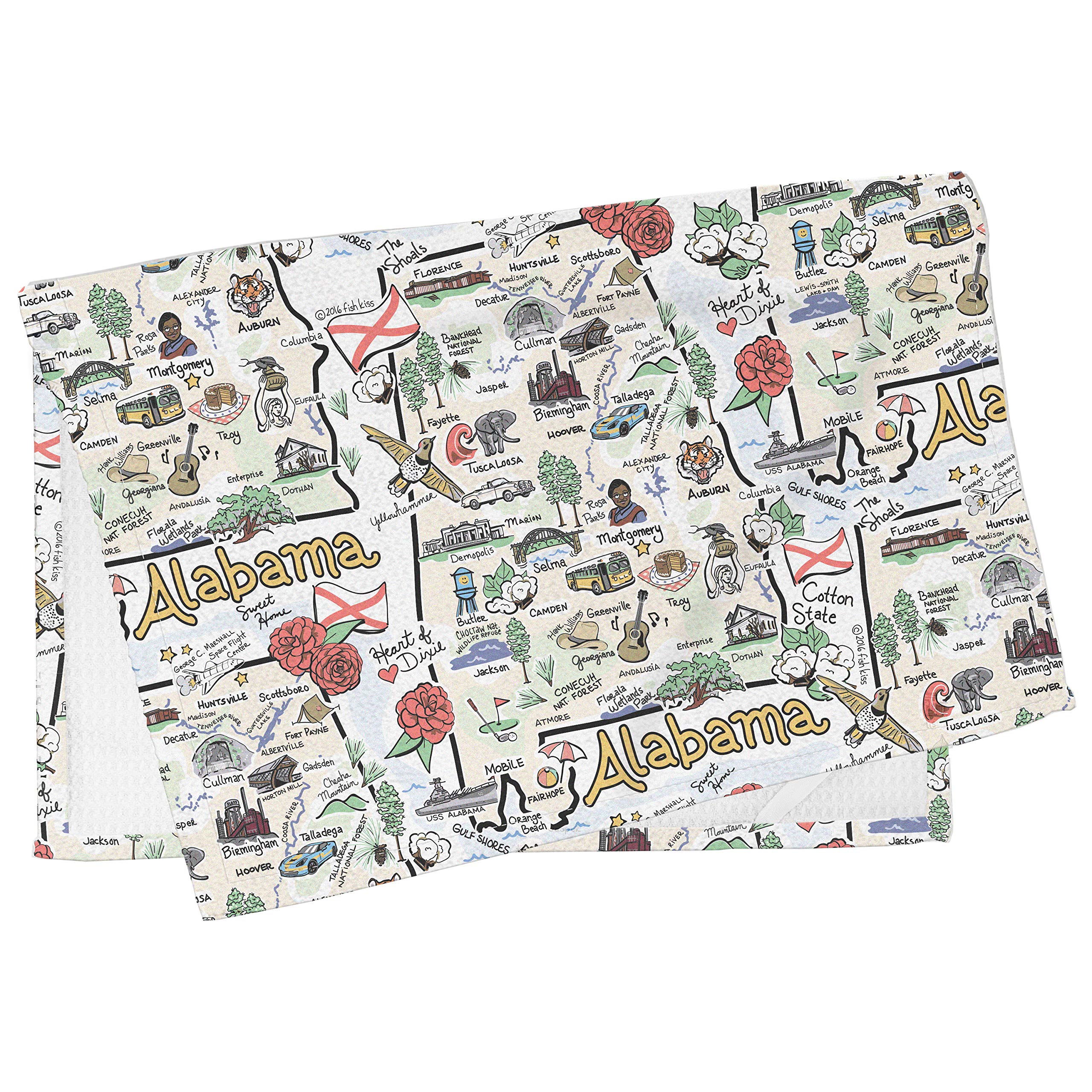 Fish Kiss 16''X24'' Oklamoma Map Towel Is 100% Microfiber Waffle Weave Help You Explore In Detail - Our Super Absorbent & Soft,