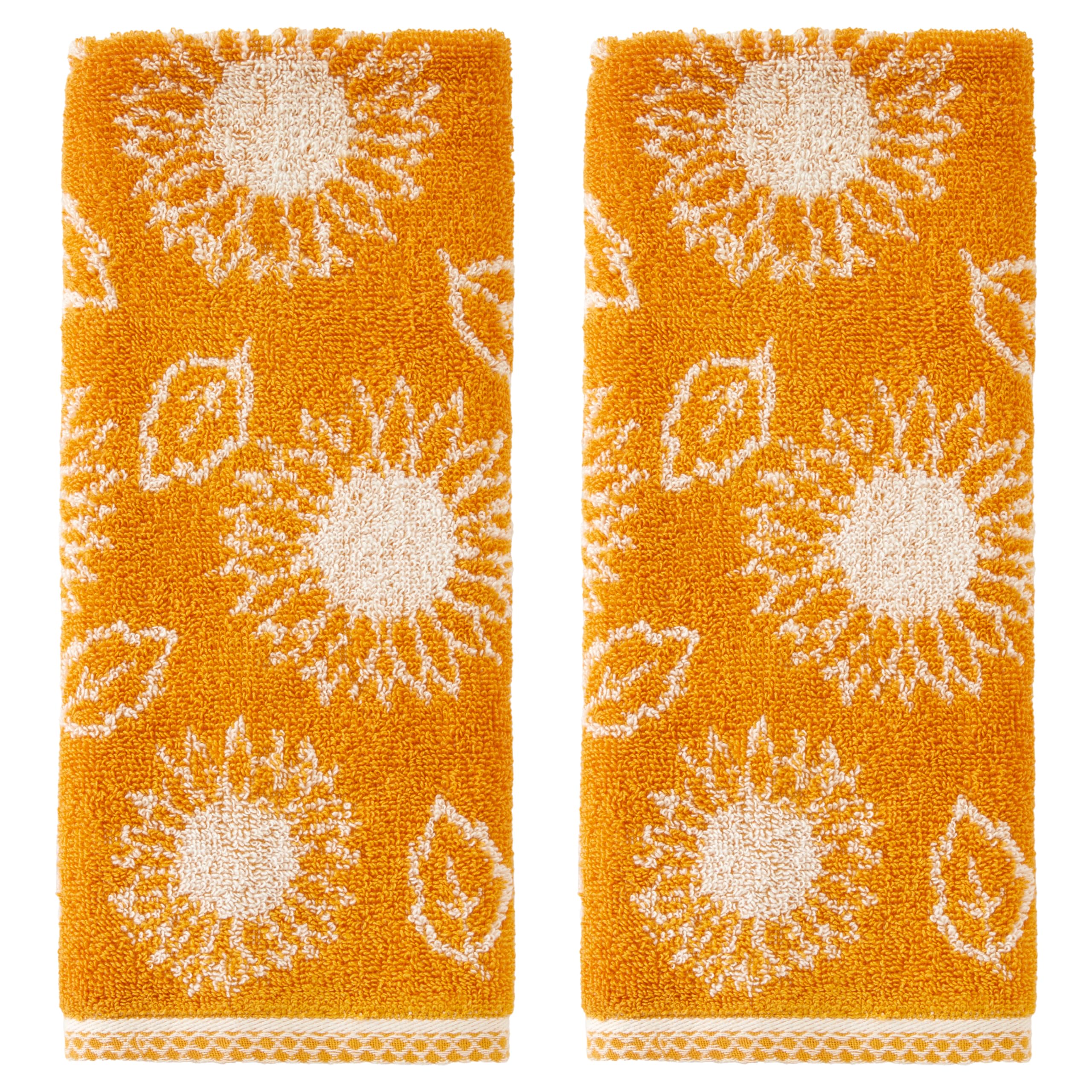 Skl Home Fall/Harvest Sunflower Hand Towel 2Pc Set For Bath/Kitchen & Gift, Yellow